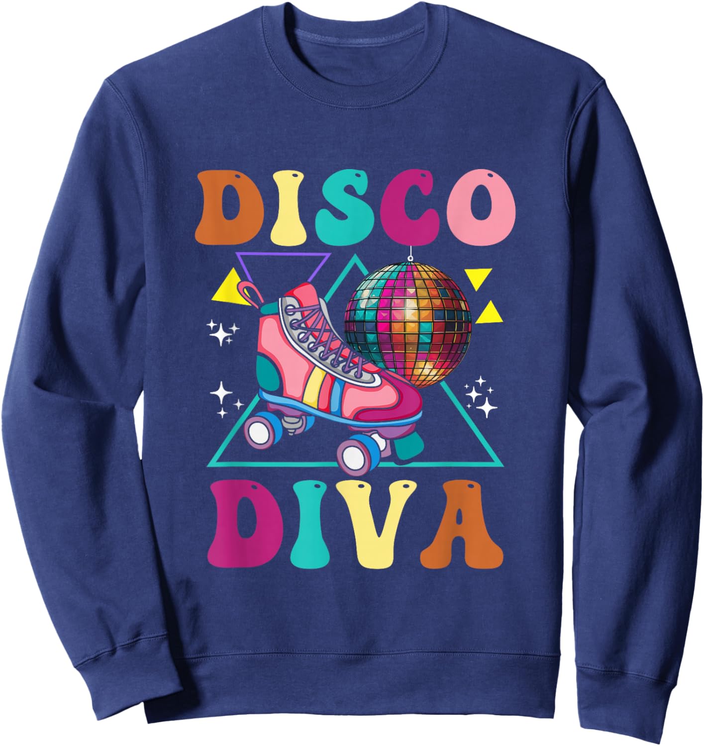 Roller Skating Disco Diva Skate Girl 70s Skater Groovy Sweatshirt - Sweatshirt | Navy