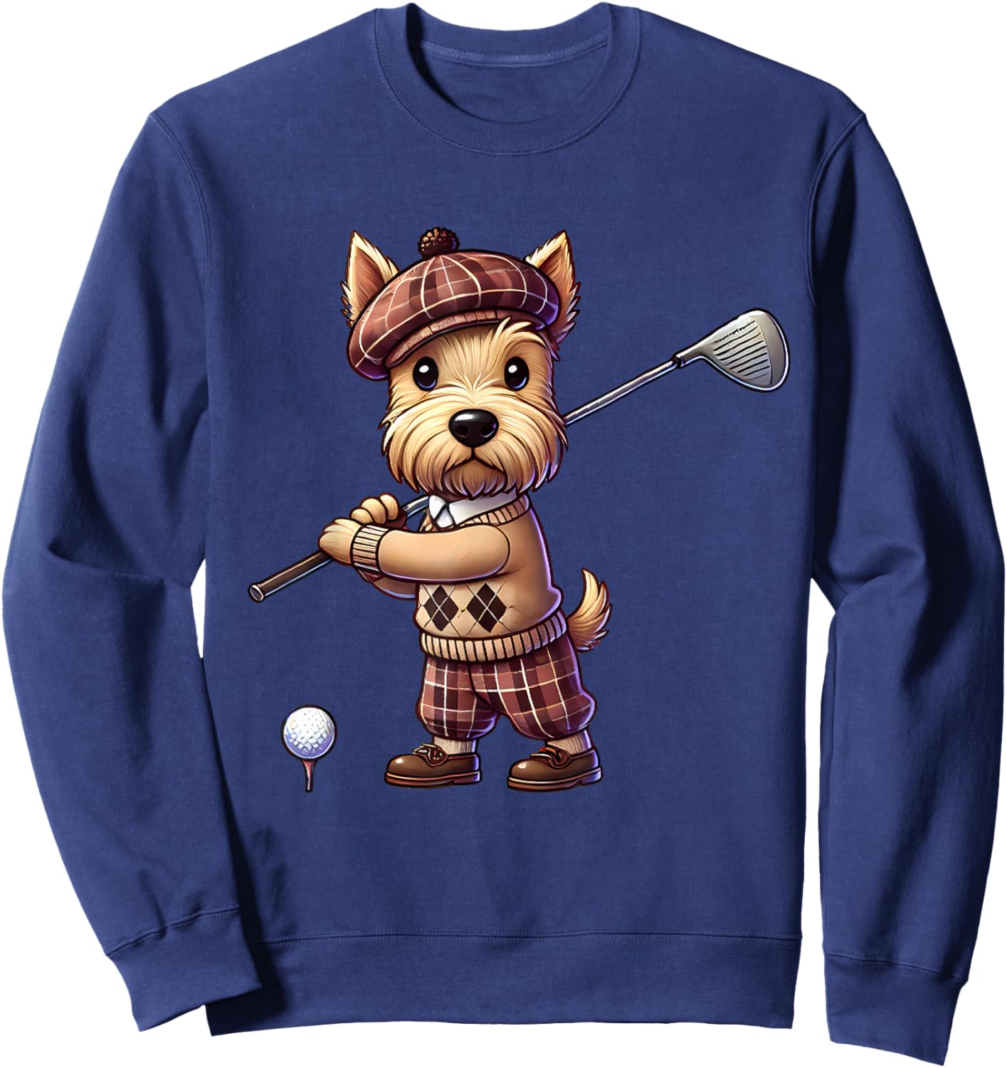 Cute Scottish Terrier Playing Golf Golfer Golfing Men Women Sweatshirt - Sweatshirt | Navy