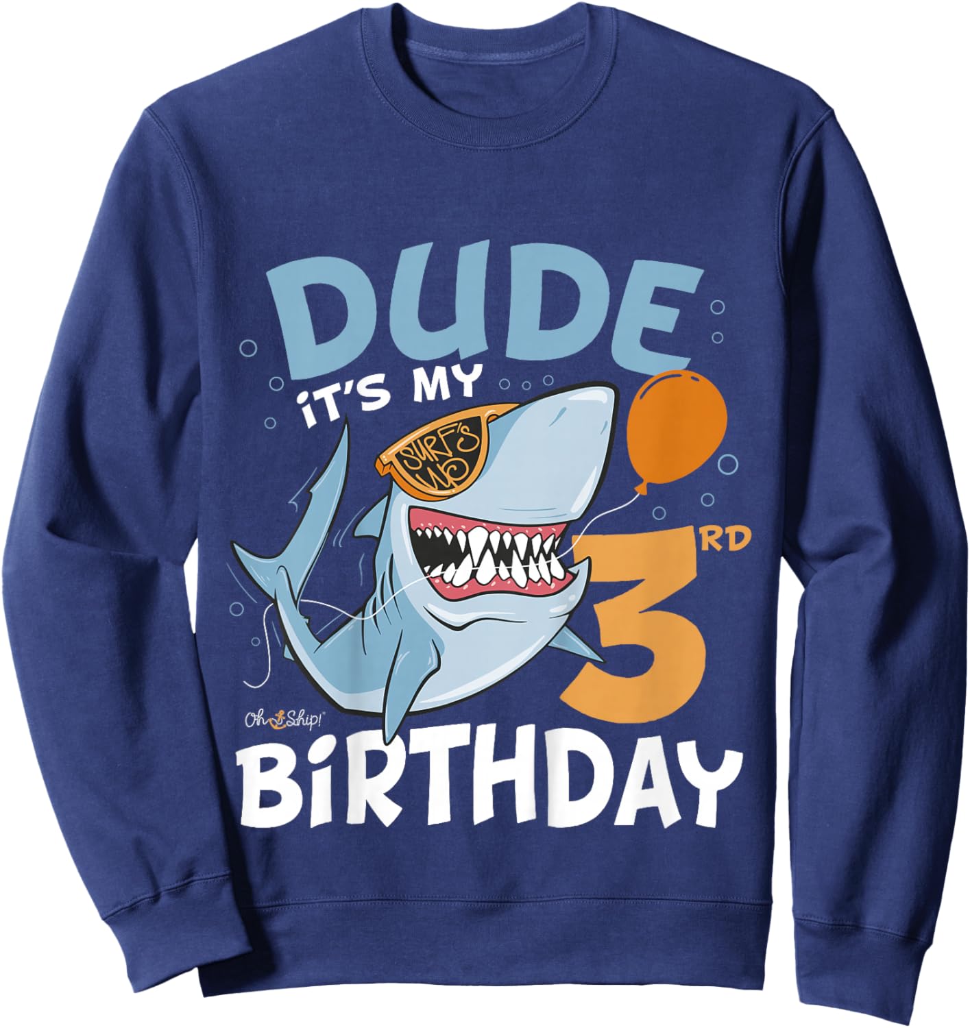 Kids Dude it's my 3rd Birthday - Fun Shark 3rd Birthday Boy Sweatshirt - Sweatshirt | Navy