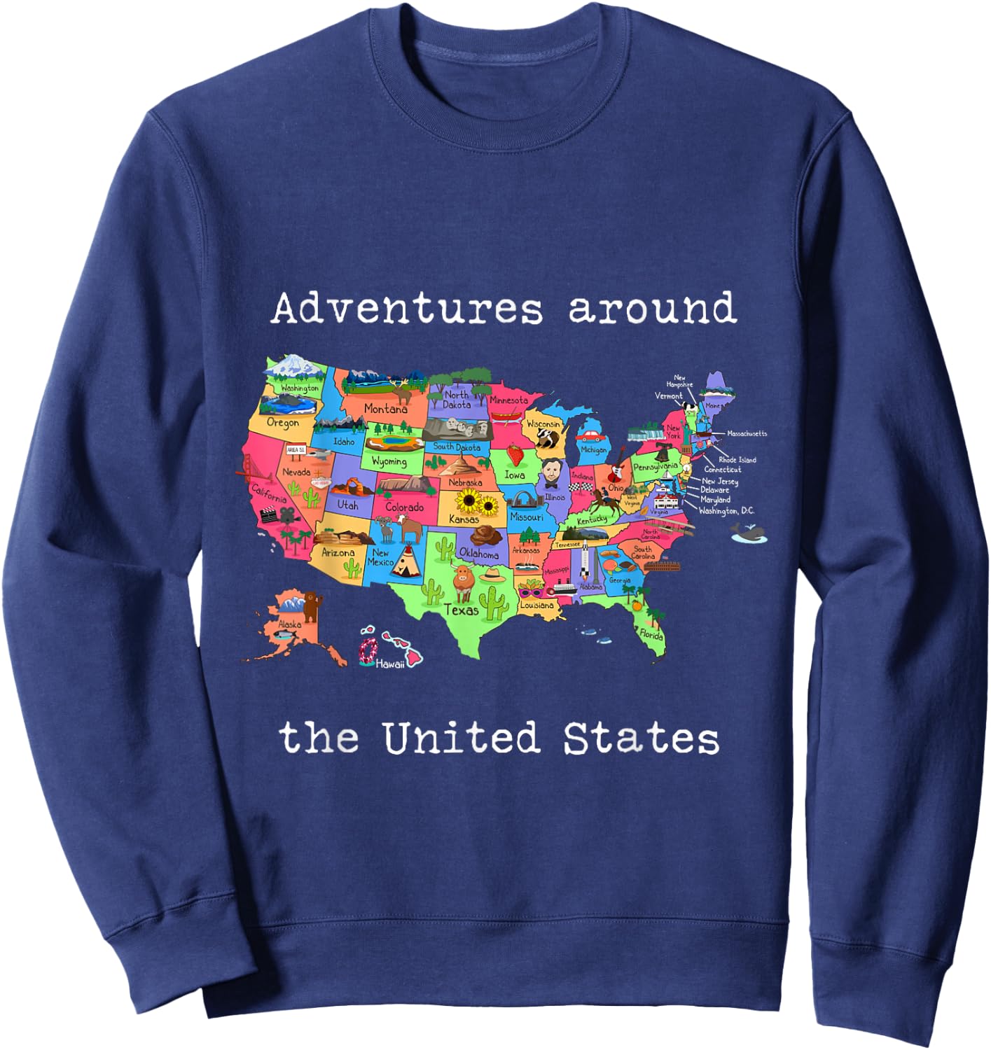 United States Design - Travel America USA Map Sweatshirt - Sweatshirt | Navy