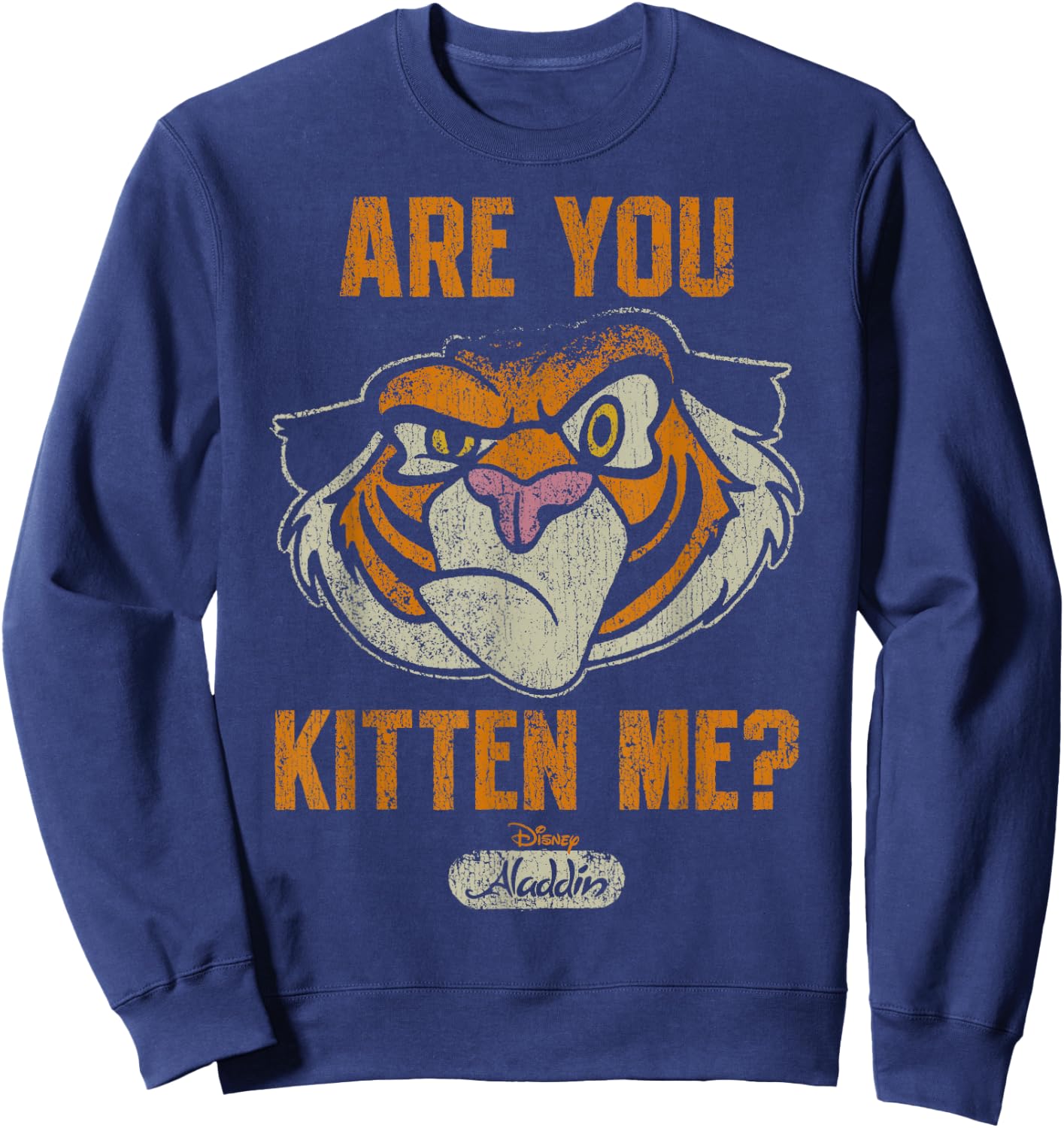 Disney Aladdin Rajah are You Kitten Me? Faded Portrait Sweatshirt - Sweatshirt | Navy