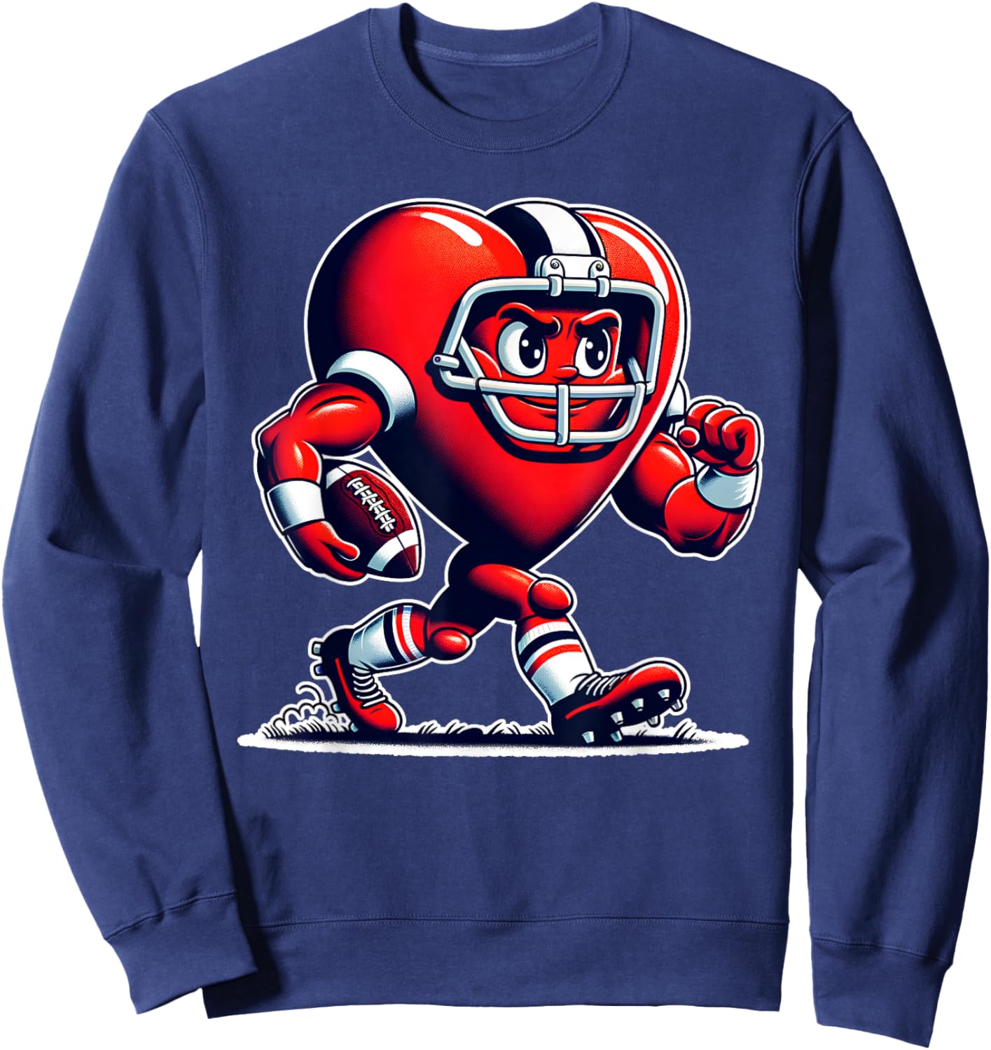 Valentine's Day Heart Football Player Retro Style Sweatshirt - Sweatshirt | Navy