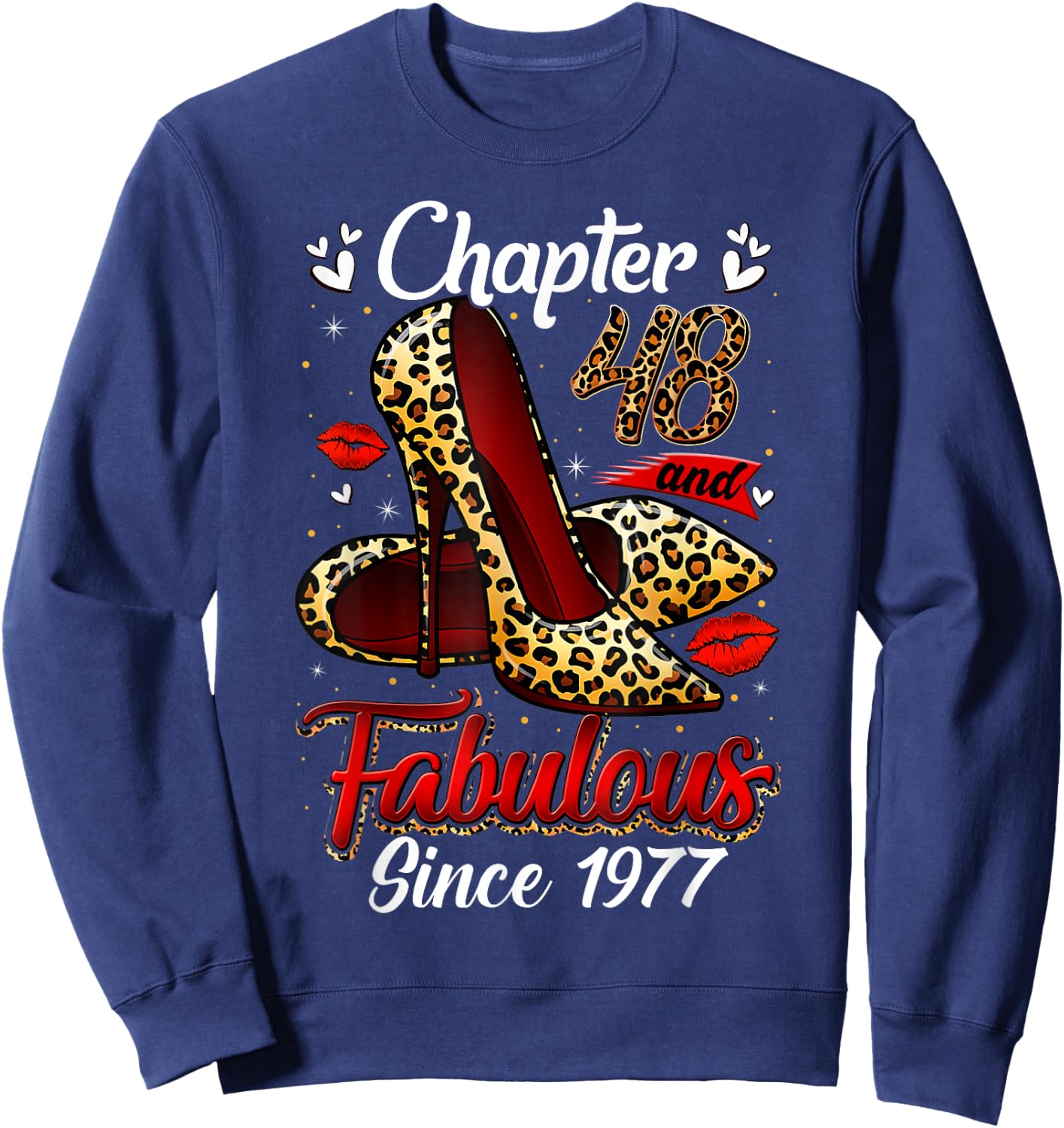 Chapter 48 Fabulous Since 1977 48th Leopard Birthday Queen Sweatshirt - Sweatshirt | Navy