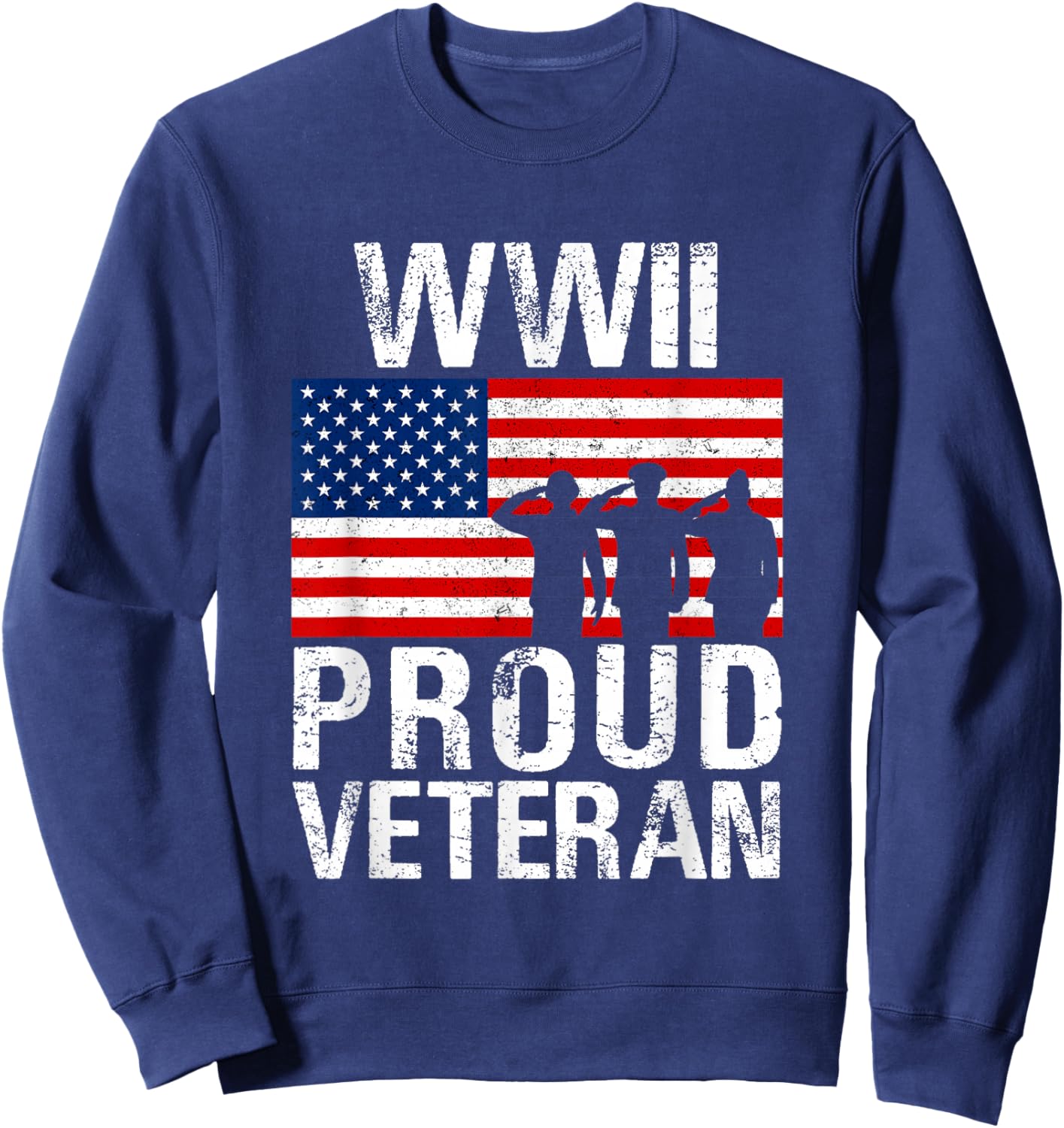 Patriotic USA Veteran Apparel & Gifts Outlet Proud WWII Veteran - Men's Classic Fit Black Short Sleeve - Small Sweatshirt - Sweatshirt | Navy