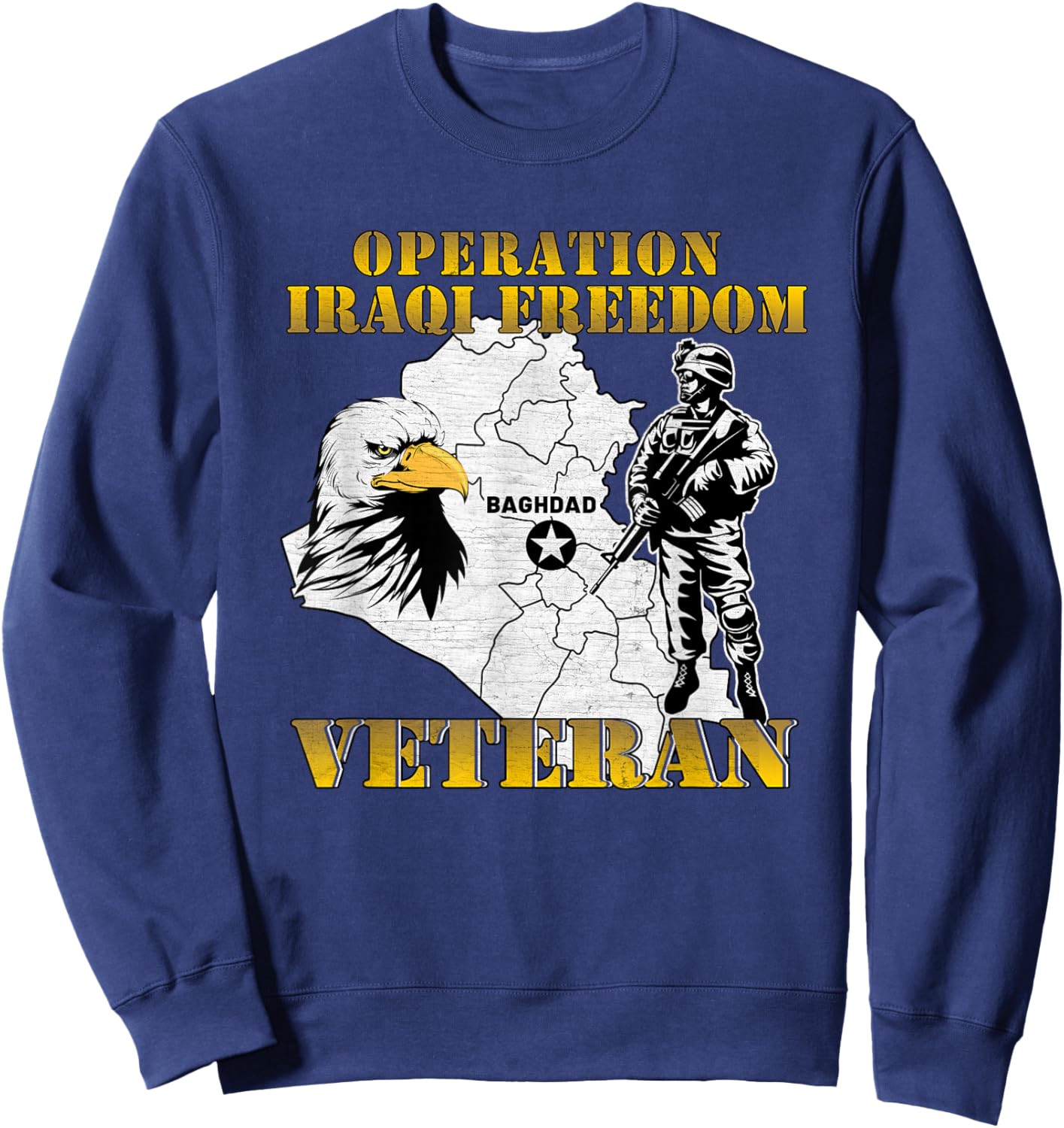 Operation Iraqi Freedom OIF Combat Veteran Vintage Black Adults Sweatshirt - Sweatshirt | Navy
