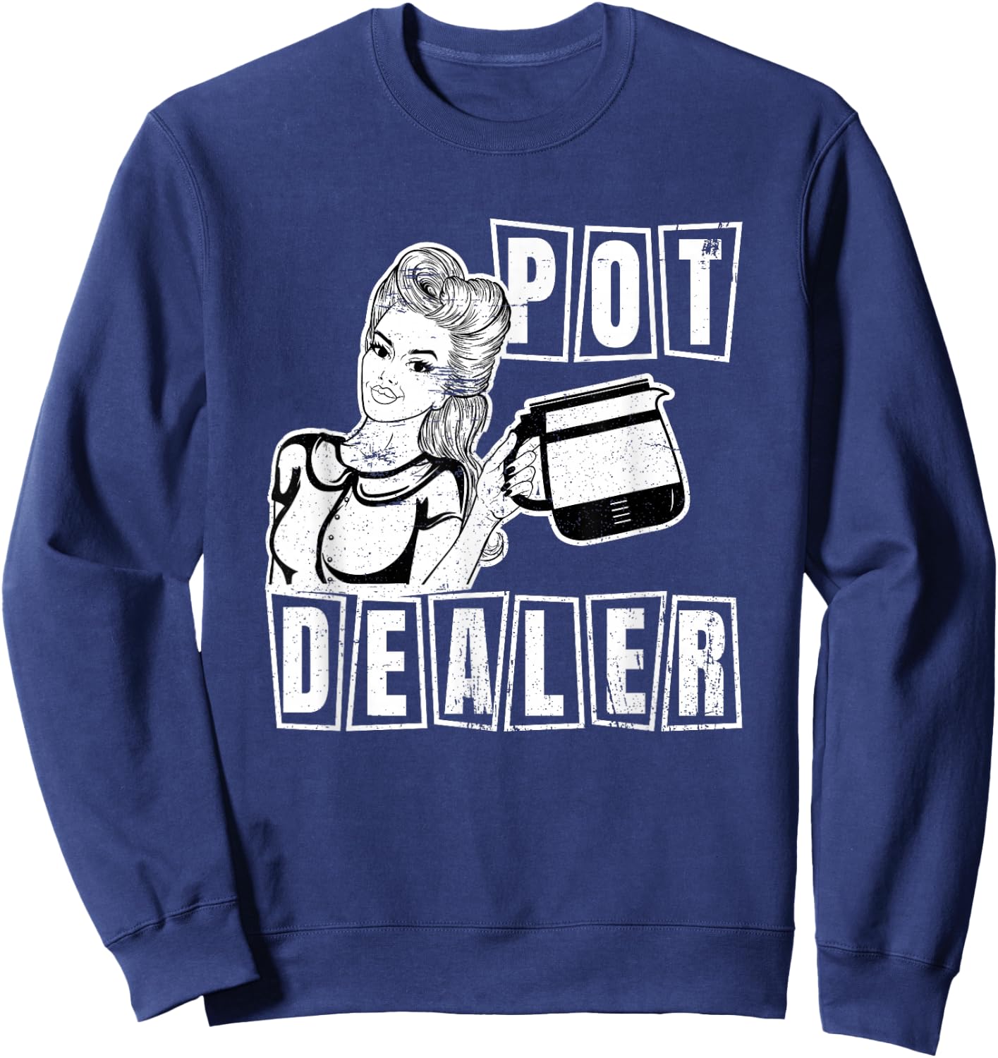 Funny Diner Waitress Retro Server Coffee Pot Dealer Sweatshirt - Sweatshirt | Navy