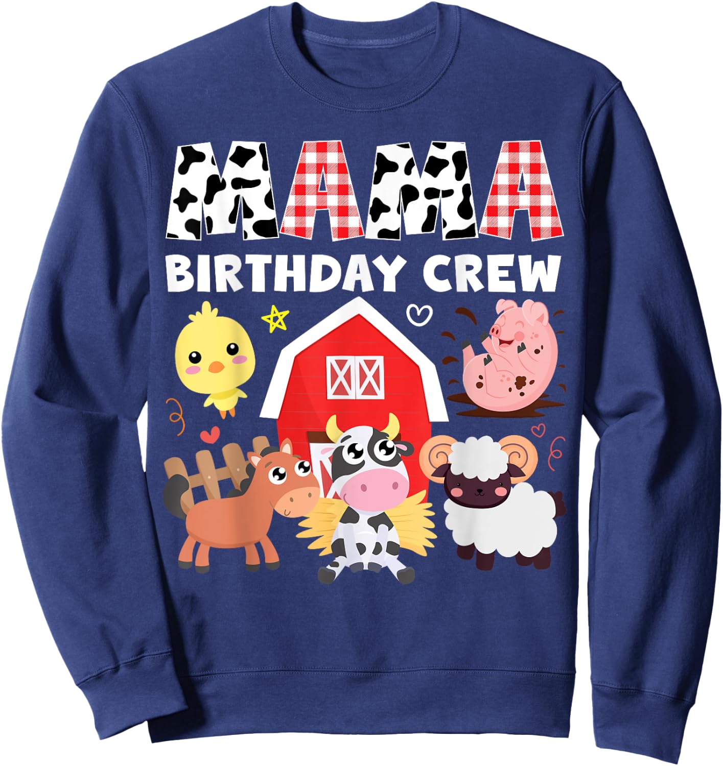 Cow Mama Birthday Crew Farm Theme Animals Birthday Party Sweatshirt - Sweatshirt | Navy