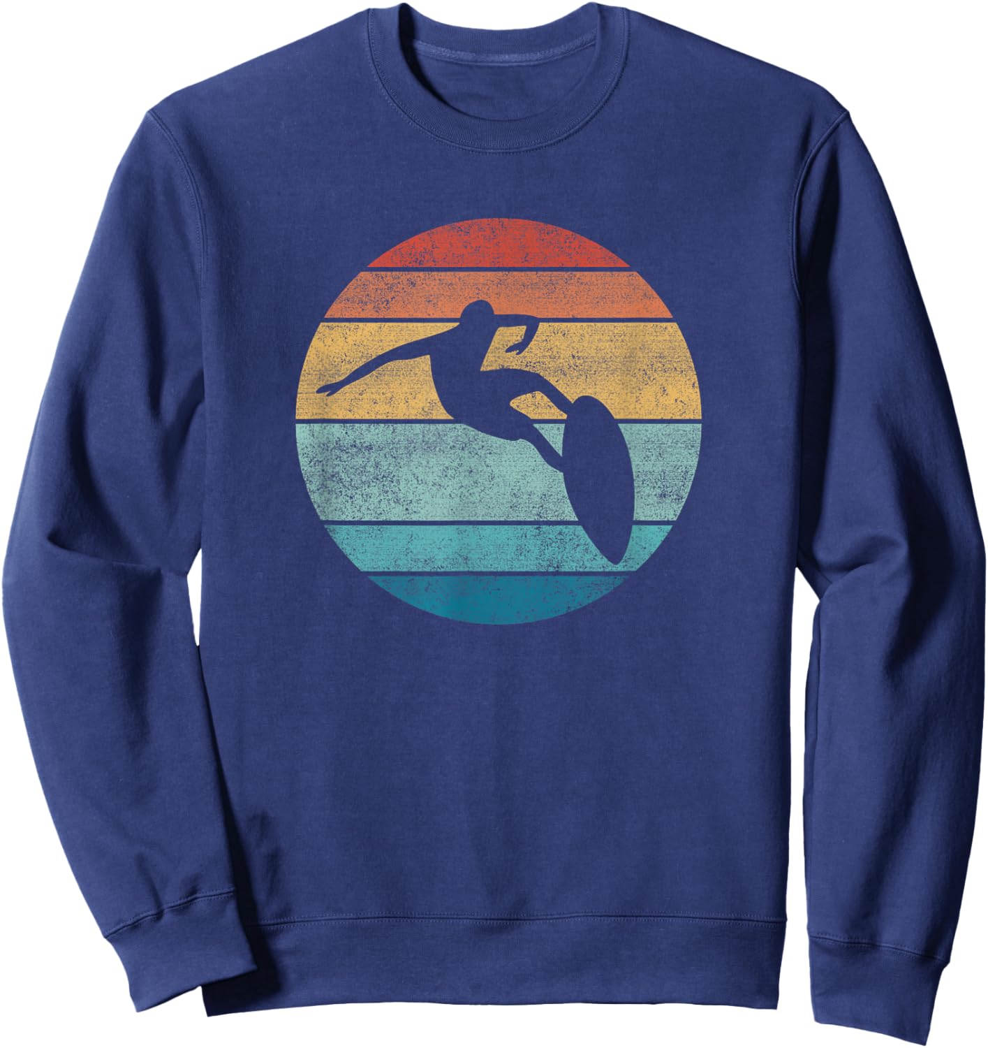 Surfing Surfboard Vintage Retro Surfboarder Surfer Beach Men Women Girls Kids Sweatshirt - Sweatshirt | Navy