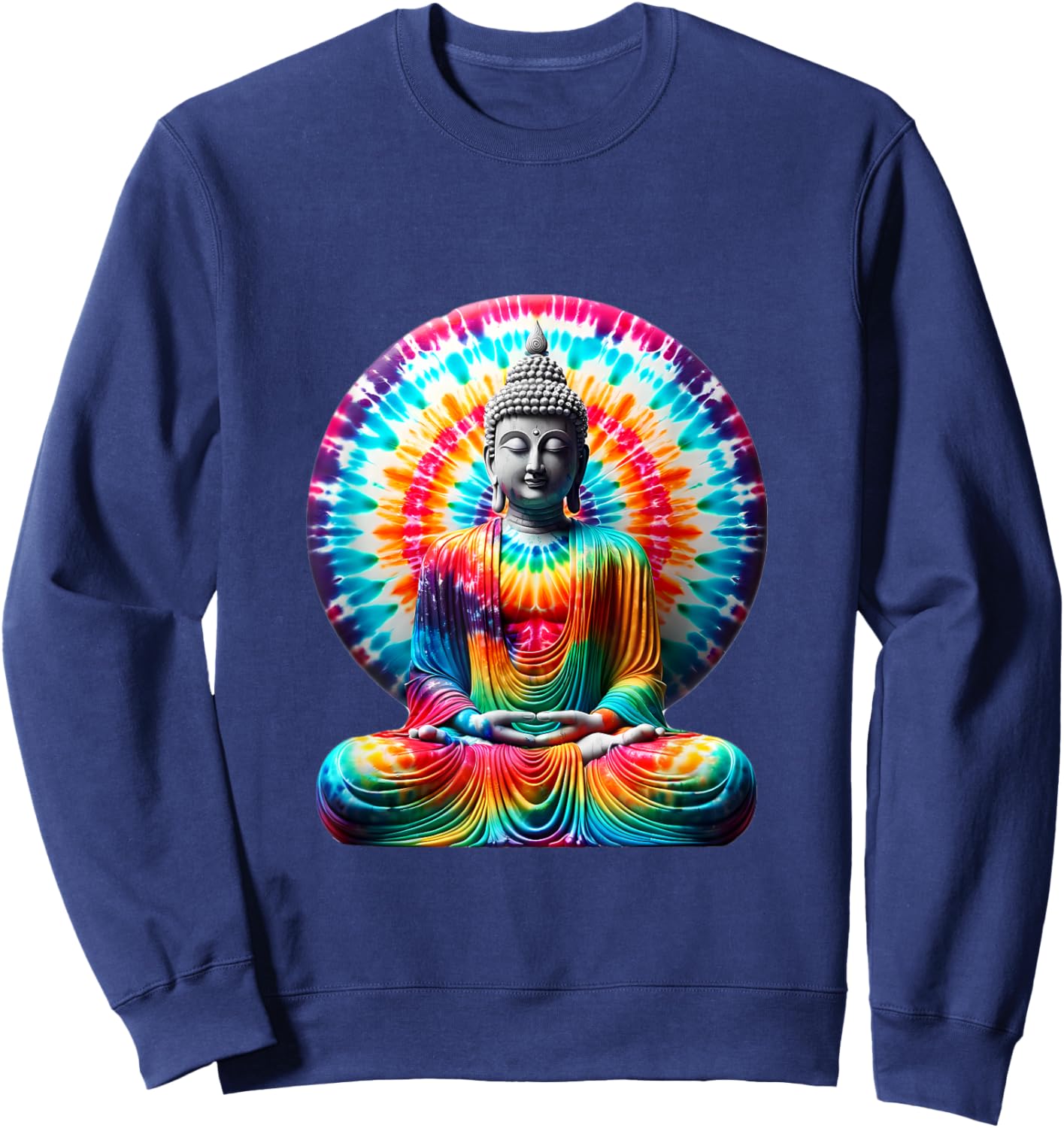 Buddha Tie Dye Vintage Yoga Spiritual Zen Buddhism Buddhist Sweatshirt - Sweatshirt | Navy