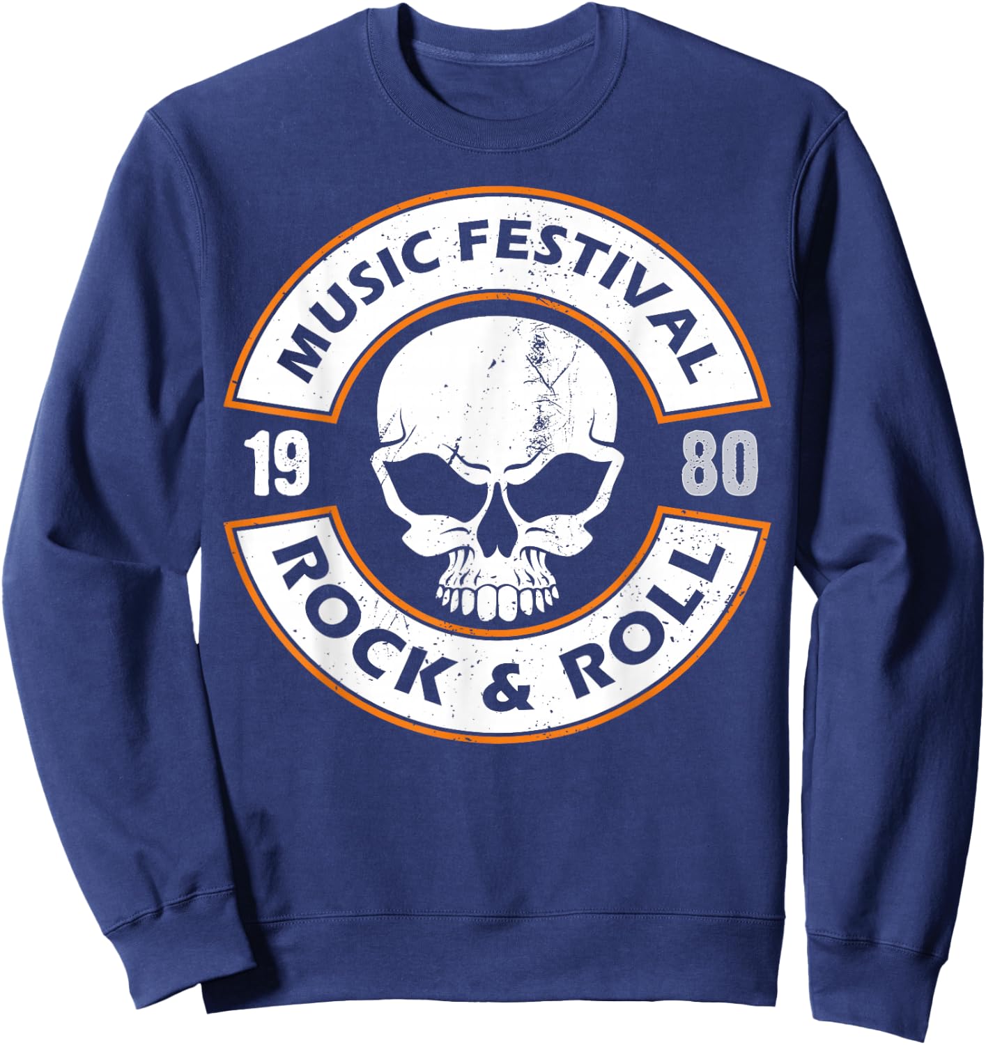 Faded 1980s Rock Roll design For Eighties Rockers Band gift Sweatshirt - Sweatshirt | Navy