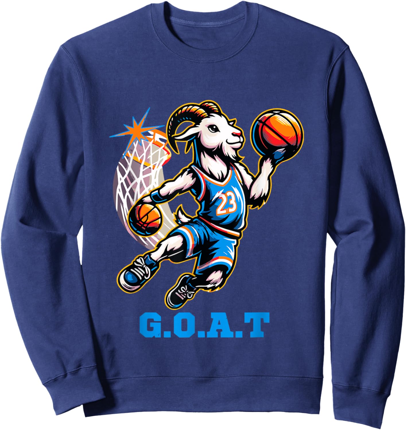 G.O.A.T Goat Basketball Player Playing Basketball Funny Sweatshirt - Sweatshirt | Navy