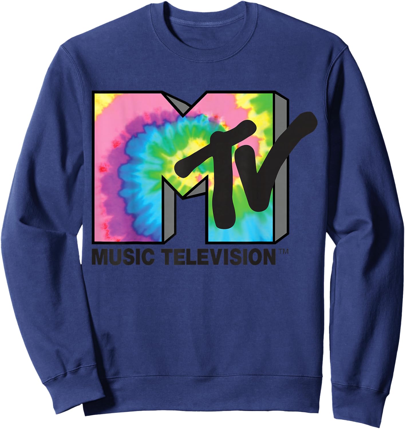 MTV Logo Rainbow Tie-dye Sweatshirt - Sweatshirt | Navy