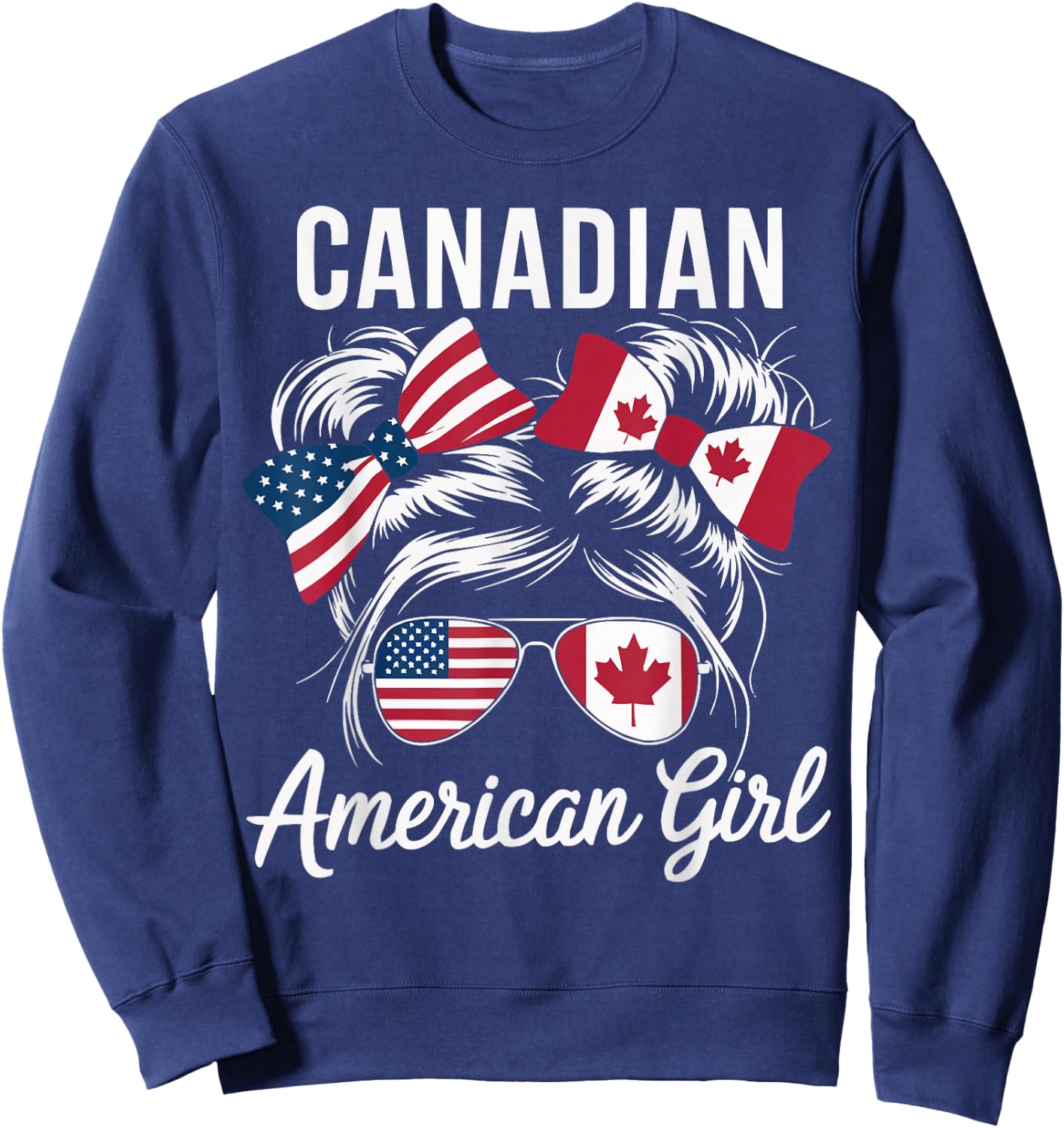 Half American Half Canadian USA Flag Canada America Sweatshirt - Sweatshirt | Navy