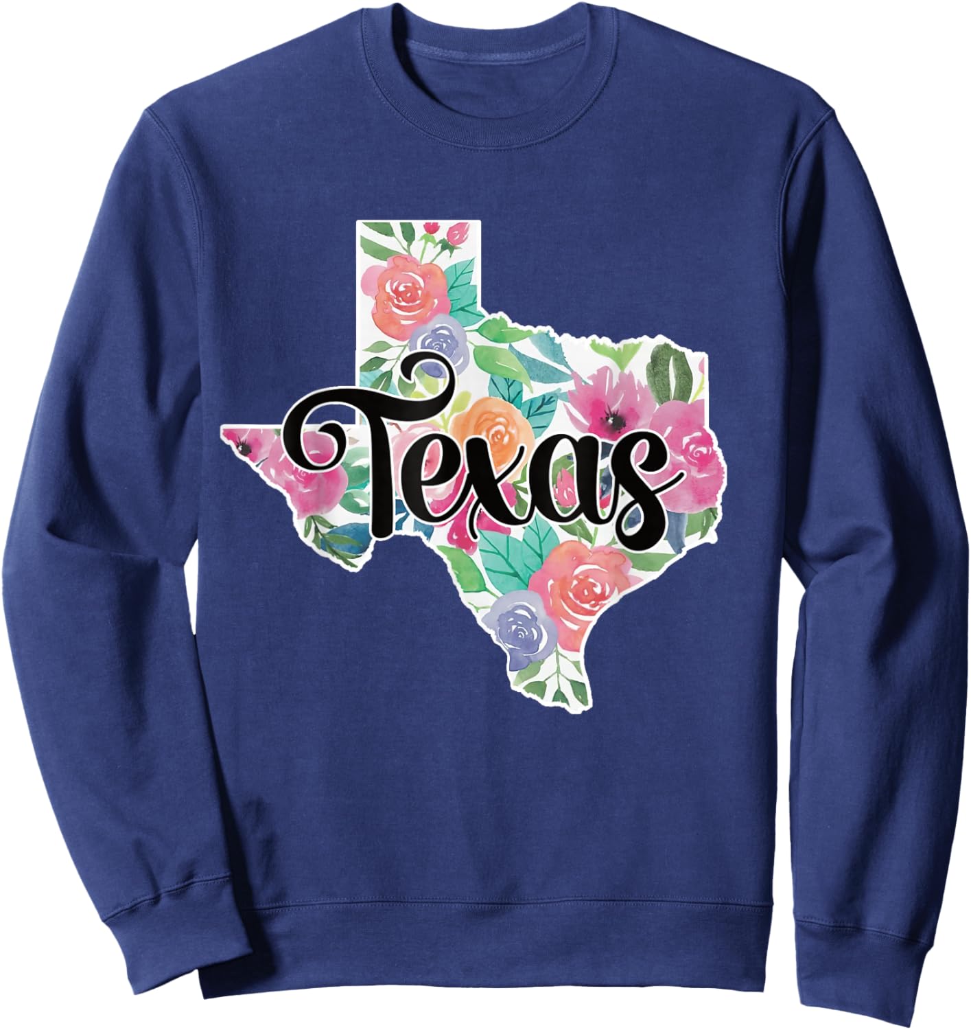 Texas Home State Pride Floral Vintage Texas Retro Flowers Sweatshirt - Sweatshirt | Navy