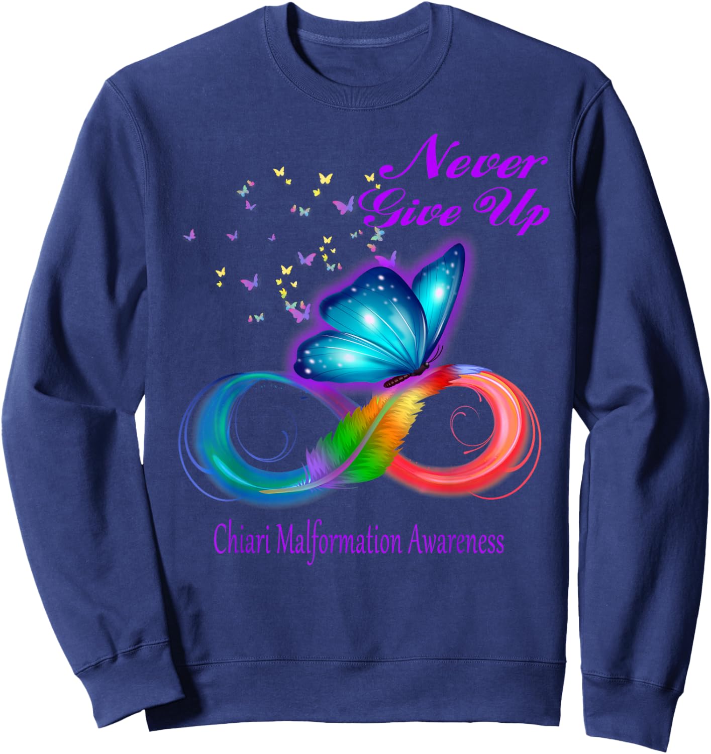 Butterfly Chiari Malformation Awareness Sweatshirt - Sweatshirt | Navy