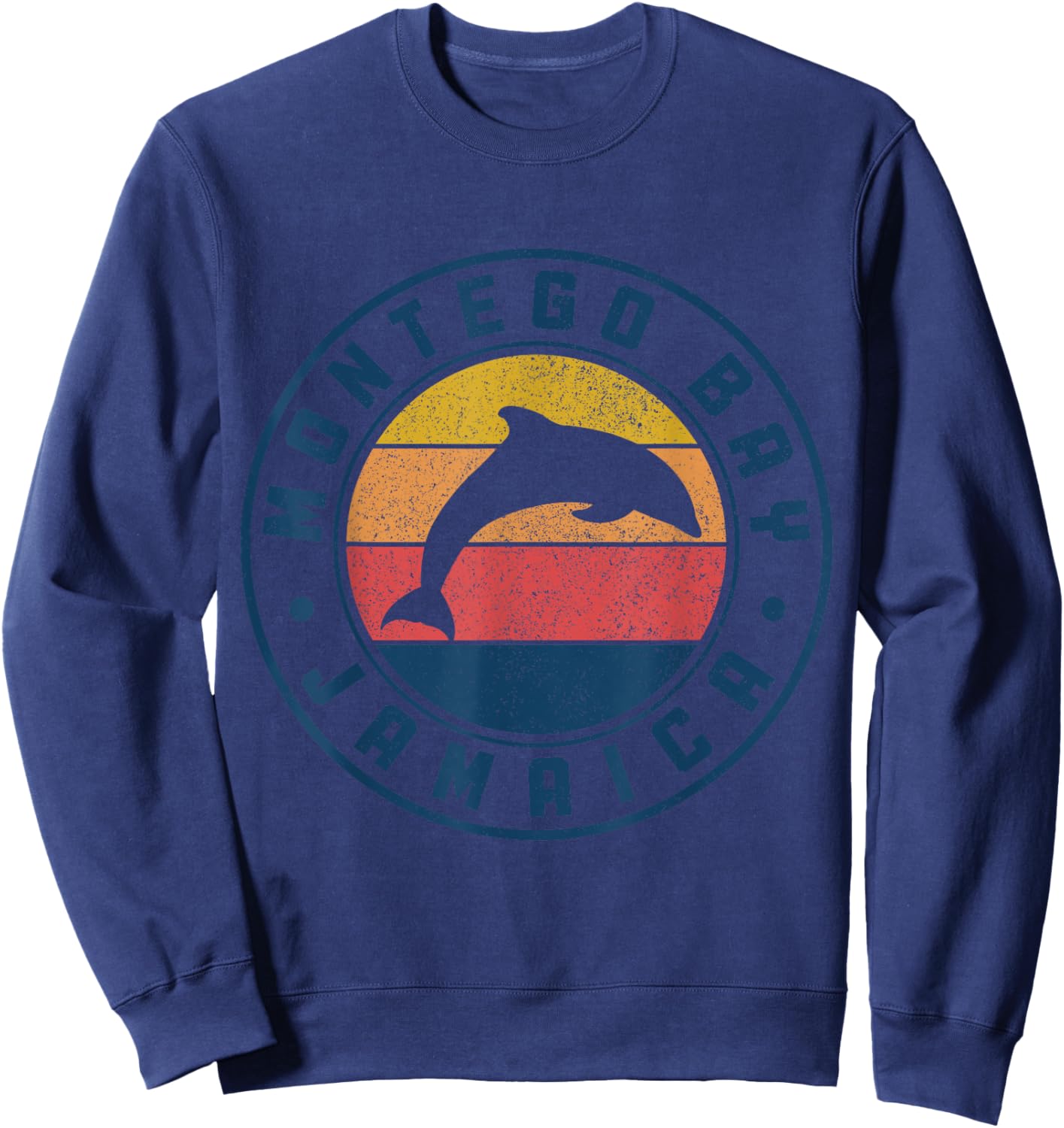 Montego Bay Jamaica Dolphin Surfer Souvenir Vintage Sweatshirt - Sweatshirt | Navy