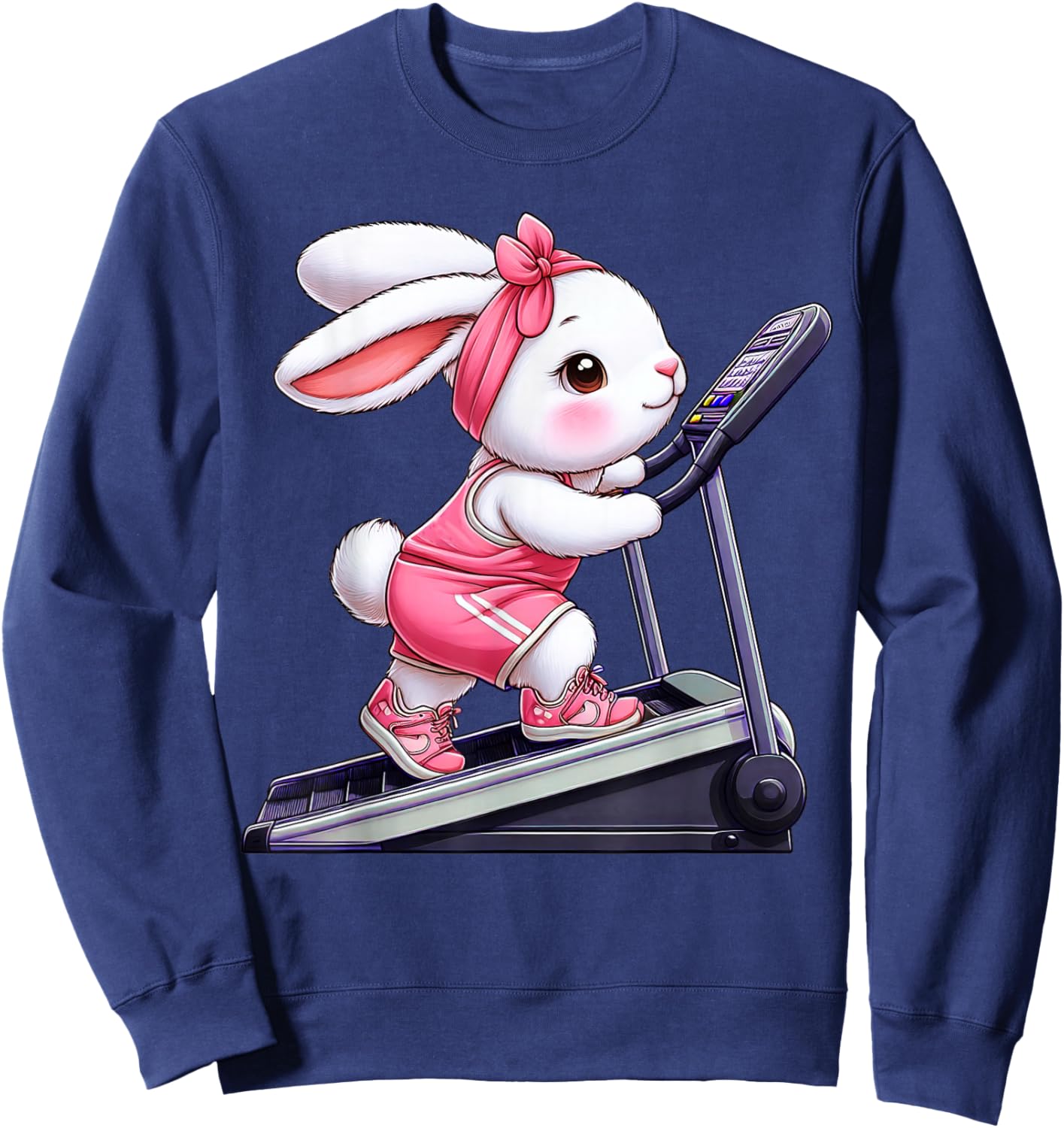 Easter Bunny on Stair Climber Gym Fitness Workout Training Sweatshirt - Sweatshirt | Navy