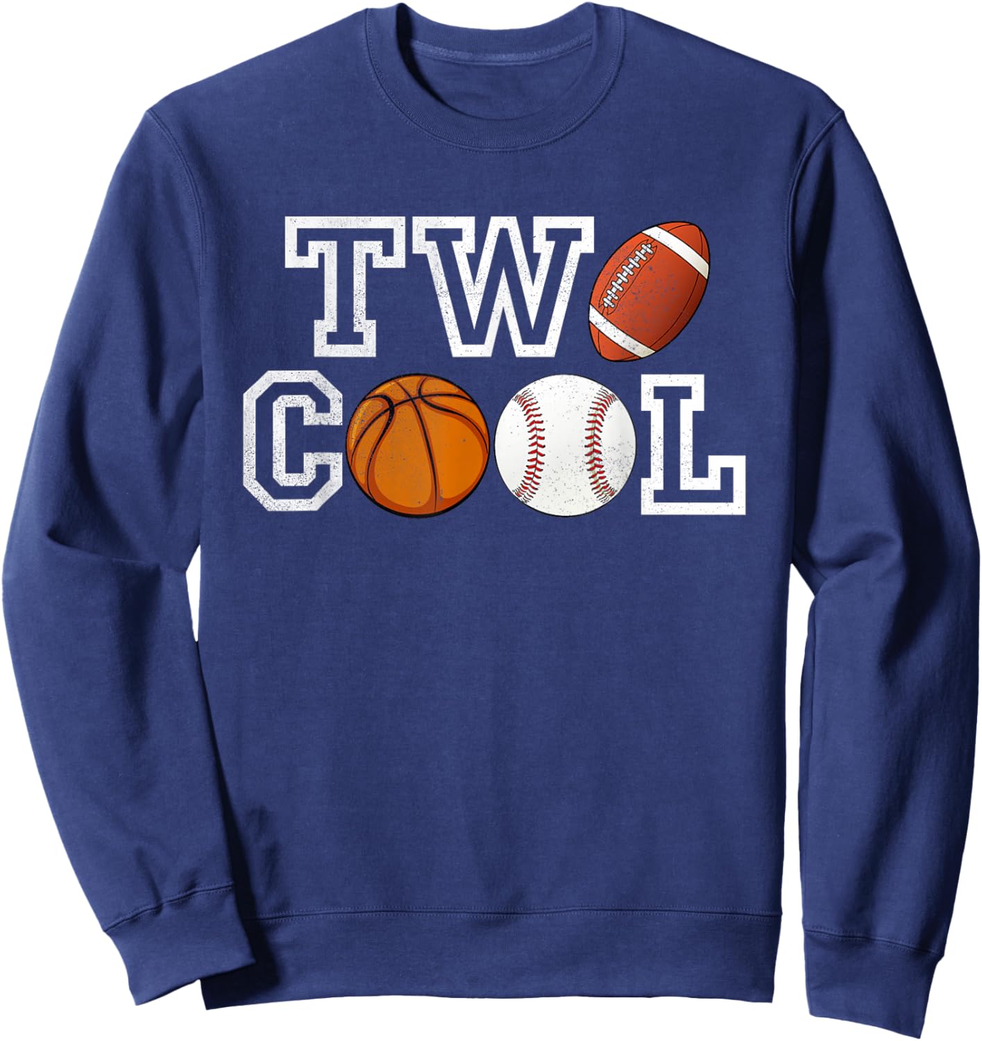 Two Cool Shirt For Toddler Birthday Boy Football Basketball Sweatshirt - Sweatshirt | Navy