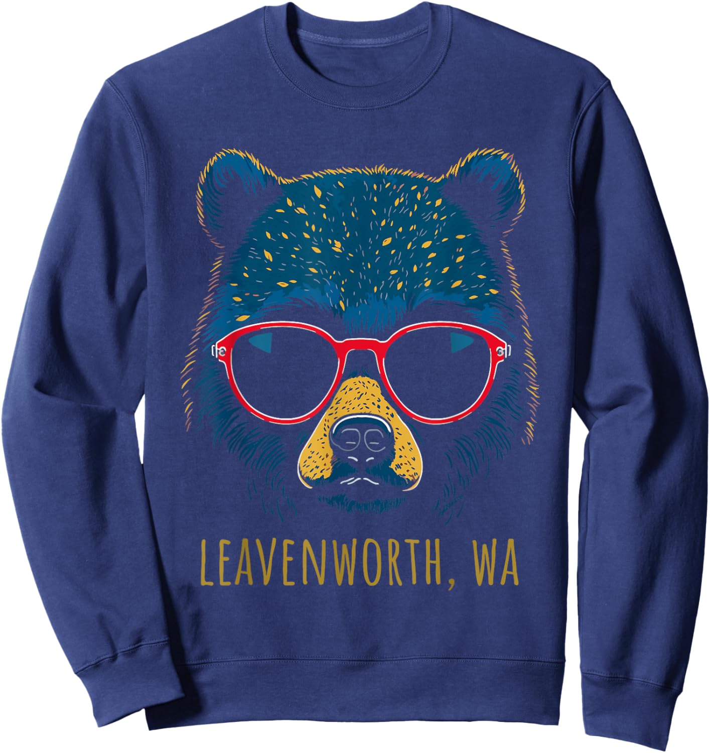 Leavenworth WA USA Bear Wearing Sunglasses Design Sweatshirt - Sweatshirt | Navy