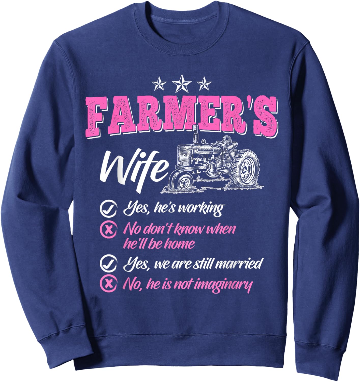 Funny Farmer Shirt Women Wife of a Farmer Rancher Sweatshirt - Sweatshirt | Navy