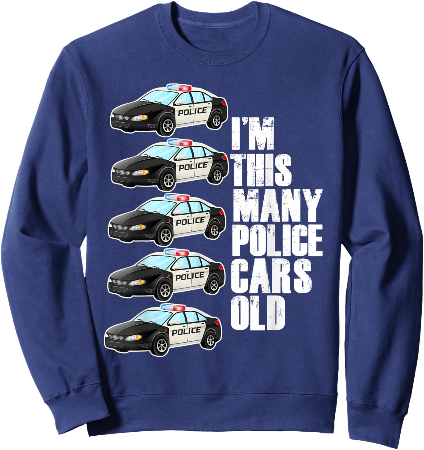 Police Car For Boys 5th Birthday 5 Year Old Party Supply Sweatshirt - Sweatshirt | Navy