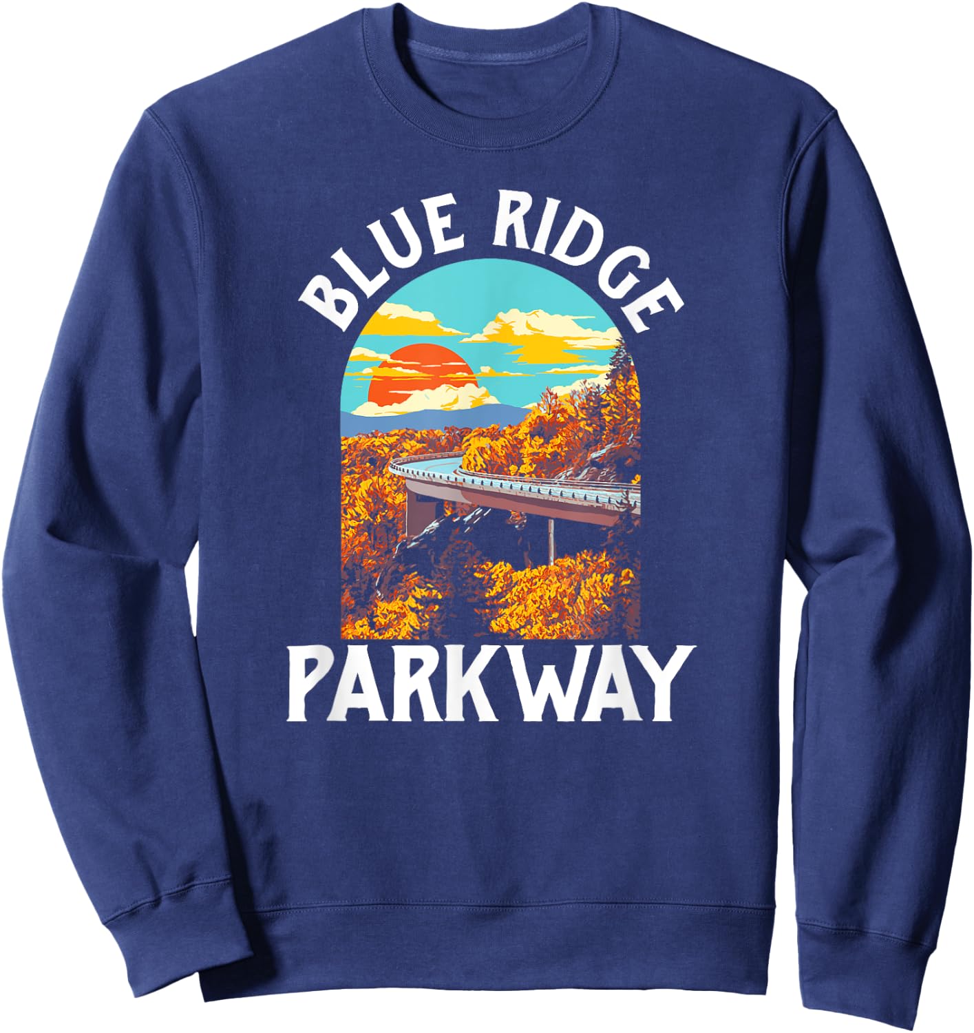 Blue Ridge Parkway Vintage Poster Style Retro 80s Graphic Sweatshirt - Sweatshirt | Navy