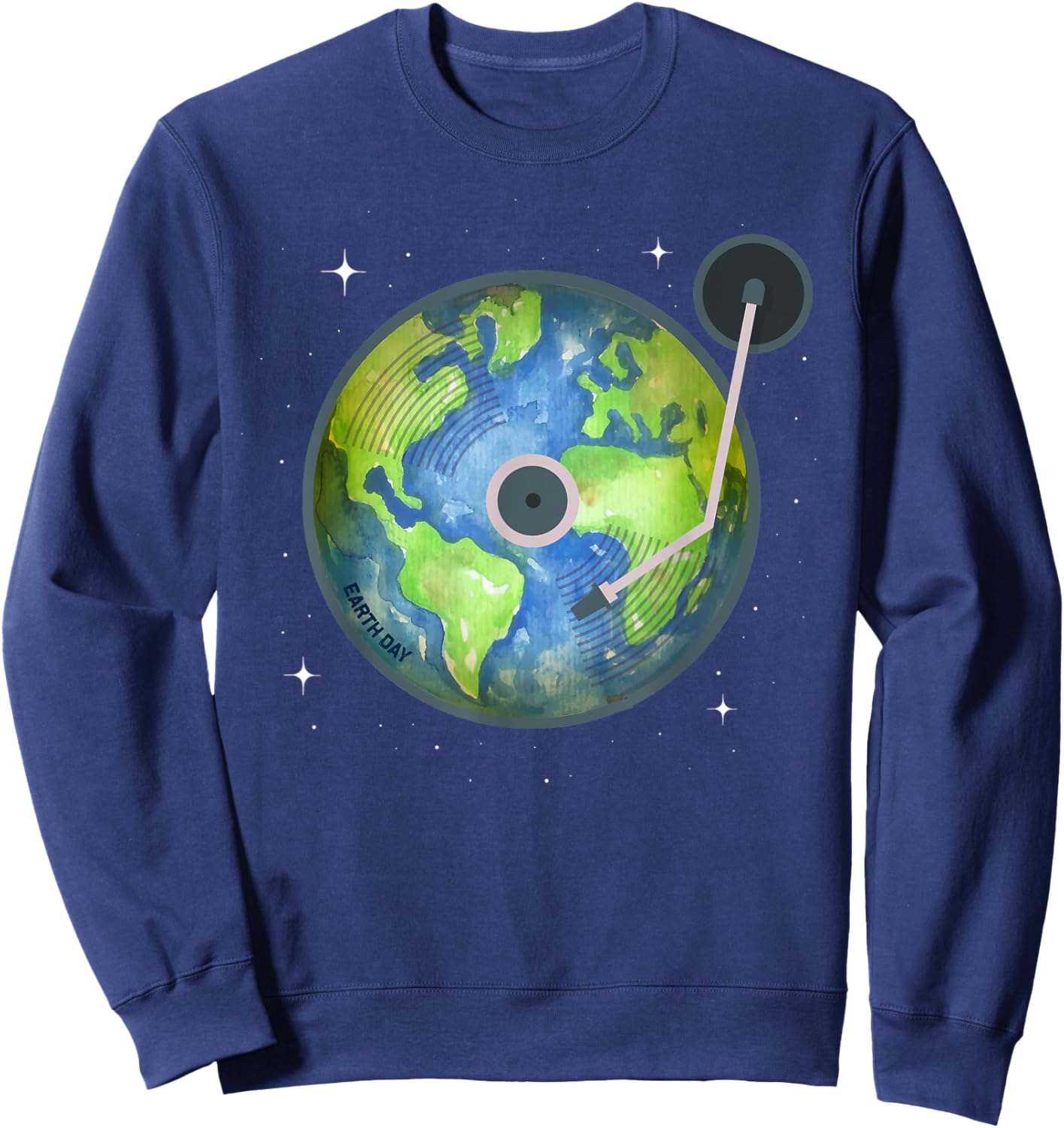 Earth Day 2023 vinyl record planet Art Save the Planet Sweatshirt - Sweatshirt | Navy