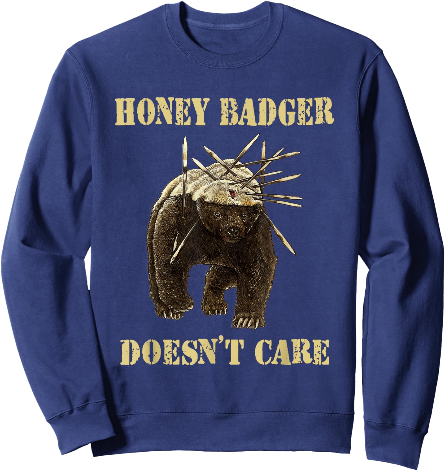 Honey Badger Adorable Animal Honey Badger Doesn't Care Sweatshirt - Sweatshirt | Navy