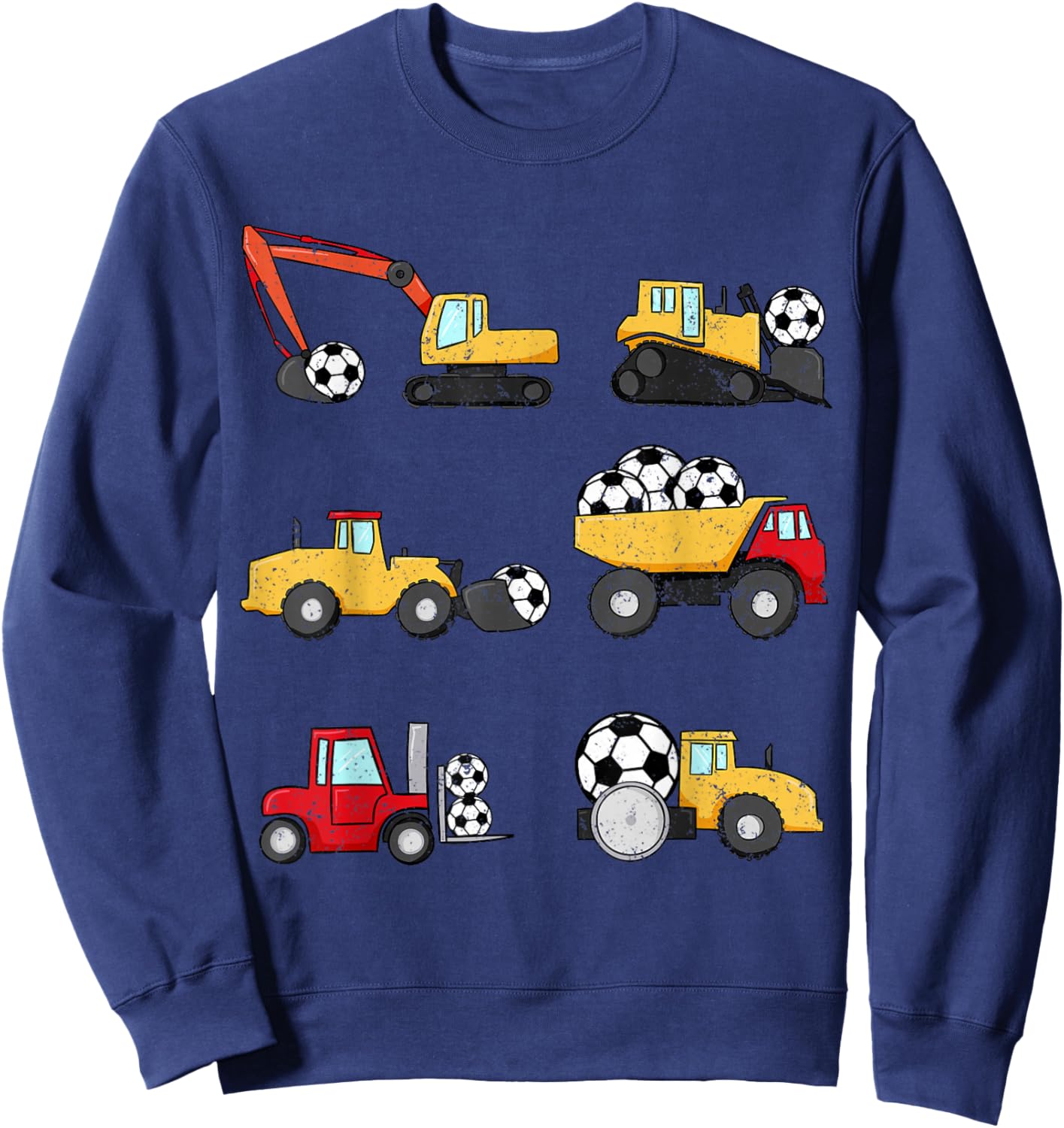 Soccer Ball Soccer Construction Trucks Toddler Boys Kids Sweatshirt - Sweatshirt | Navy