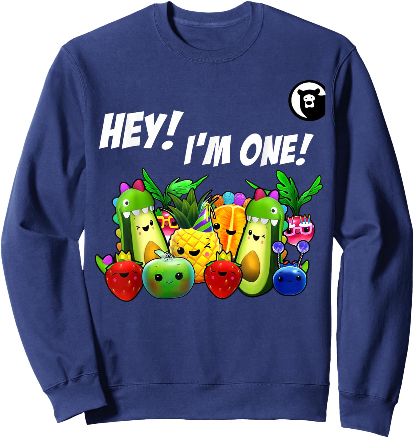 Hey I'm One Birthday Boy Funny Fruit Birthday Hey Bear Sweatshirt - Sweatshirt | Navy