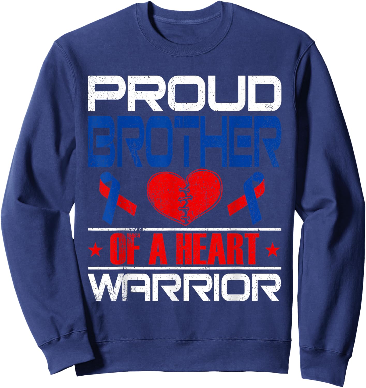 Brother Of A Heart Warrior Congenital Heart Defect Awareness Sweatshirt - Sweatshirt | Navy