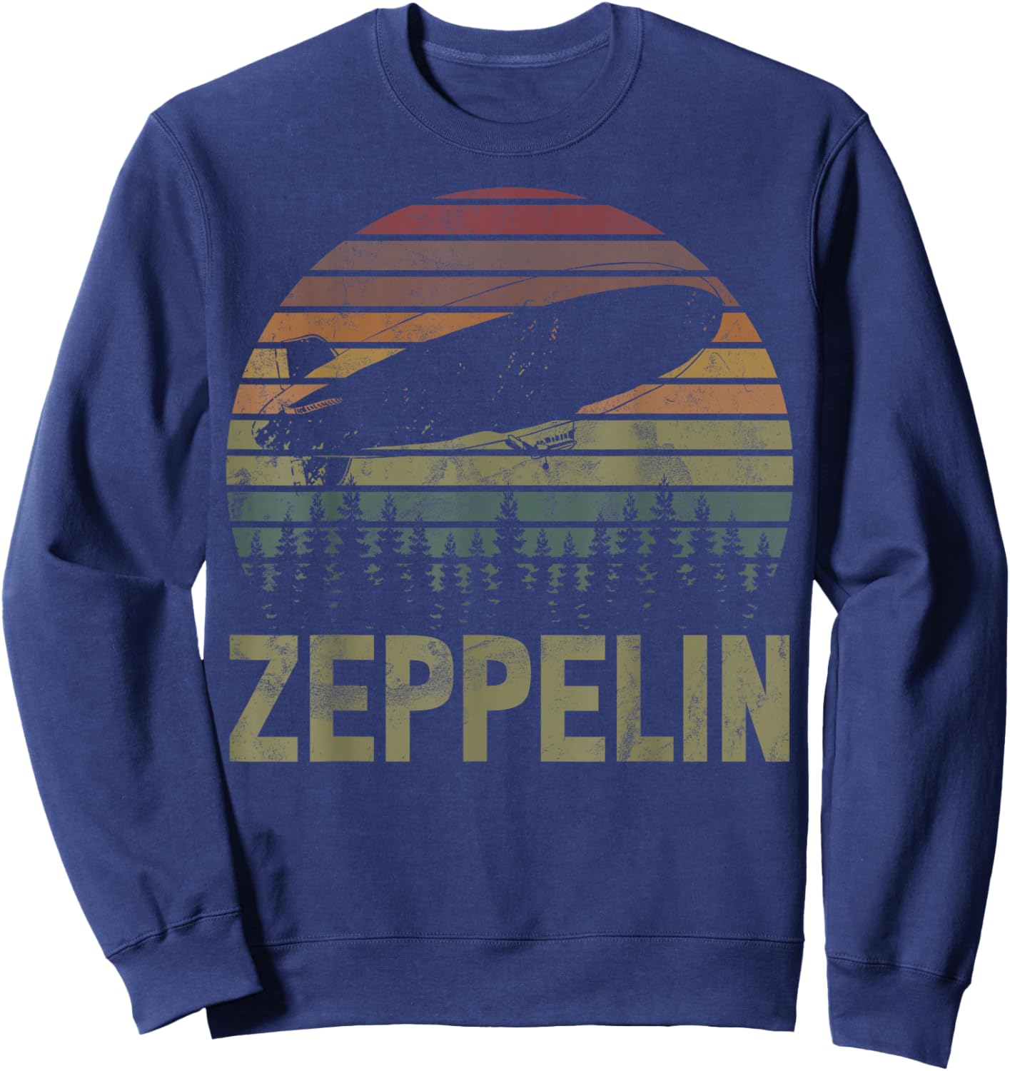 Retro Zeppelin 70s 80s Dirigible Airship Zepelin Zepplin Sweatshirt - Sweatshirt | Navy