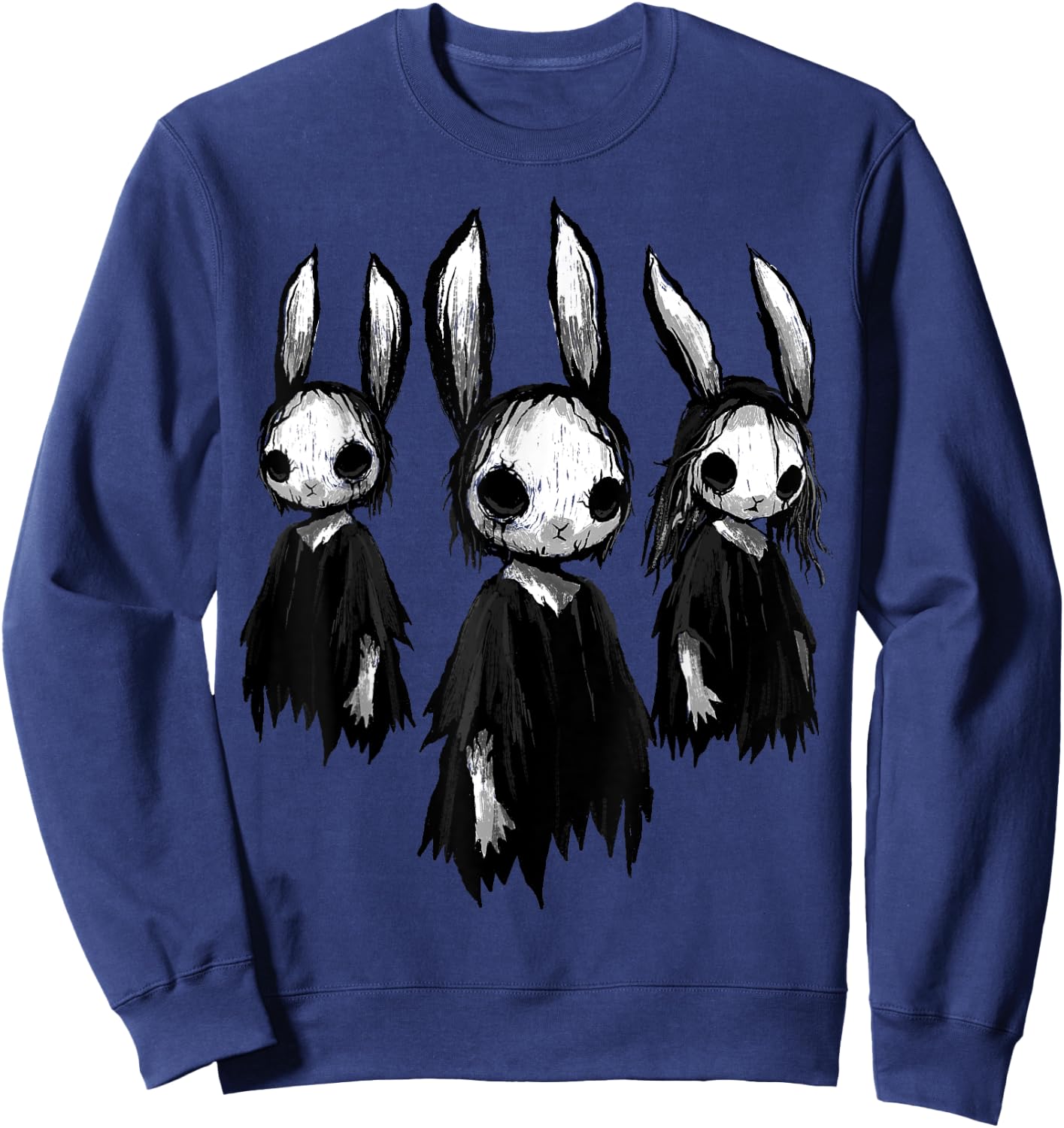 Gothic Shirt Creepy Bunny Goth Rabbit Evil Bunnies Weirdcore Sweatshirt - Sweatshirt | Navy