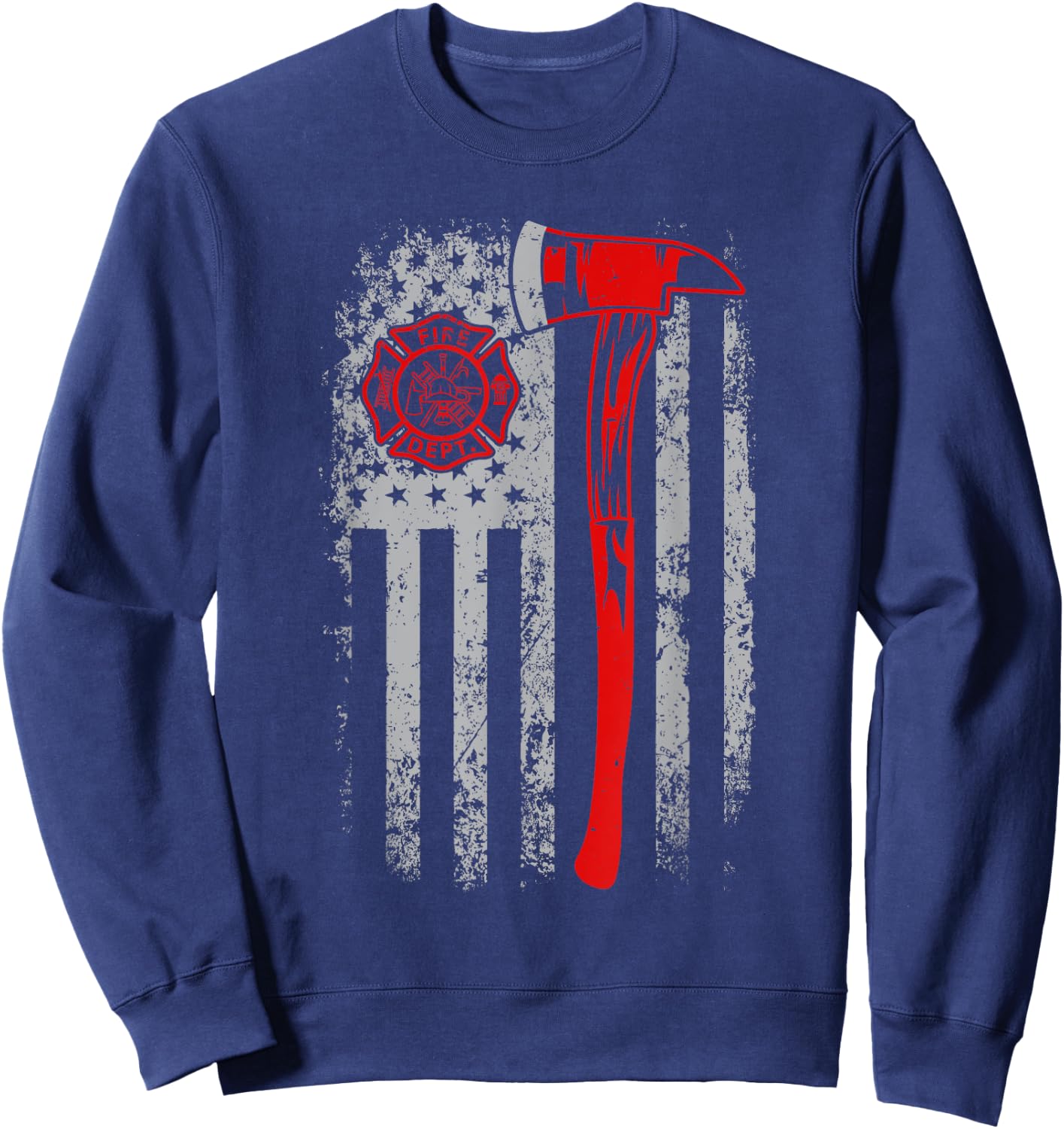 American Flag Firefighter For Fireman Patriotic Fire Fighter Sweatshirt - Sweatshirt | Navy