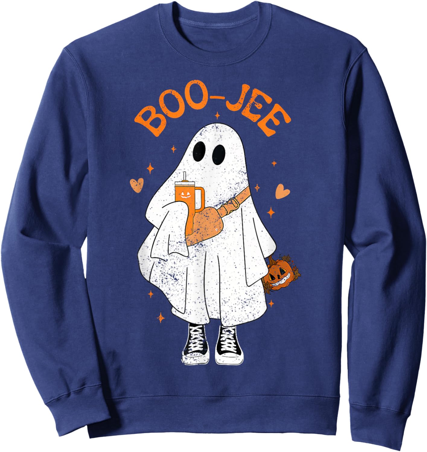 Spooky Season Cute Ghost Halloween Boujee Boo Jee Sweatshirt - Sweatshirt | Navy