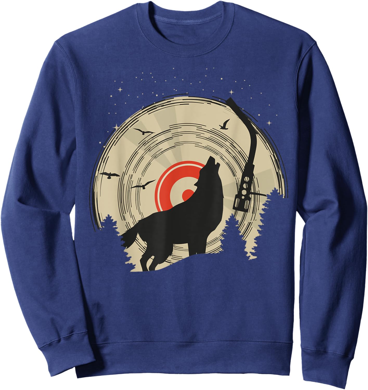 Wolf DJ Disc Jockey Vinyl Record Sweatshirt - Sweatshirt | Navy
