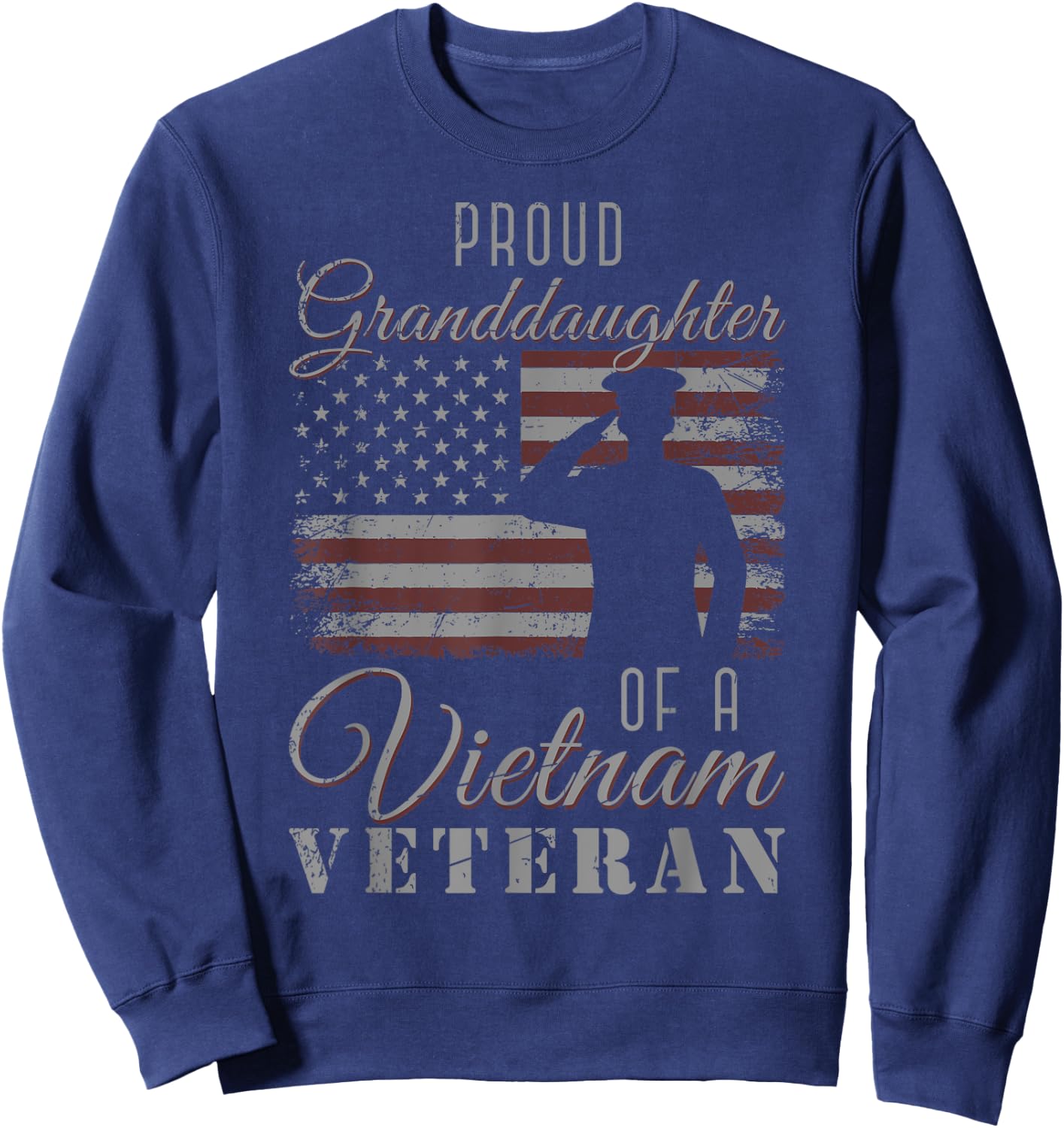 Proud Granddaughter US Flag 4th Of July Vietnam Veteran Sweatshirt - Sweatshirt | Navy