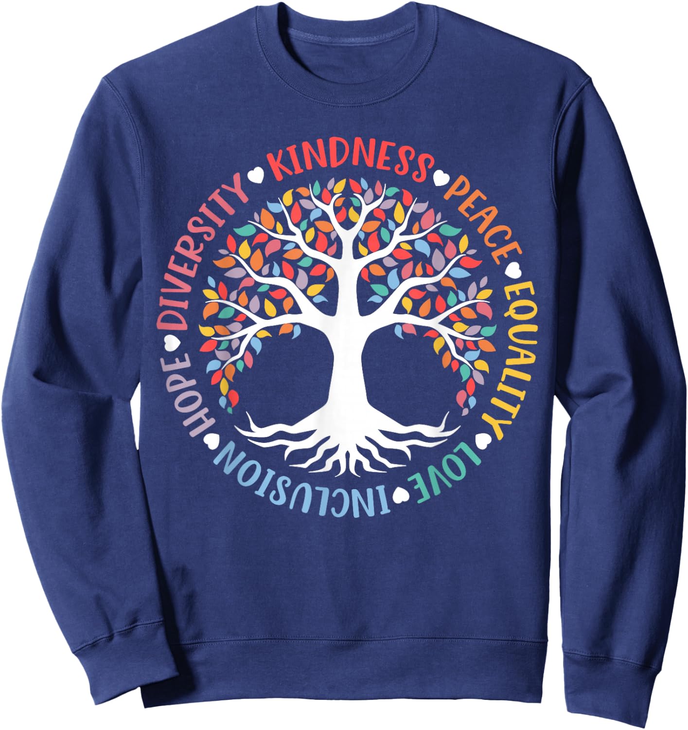 World Peace Supporter Retro Women Men Apparel Kindness Peace Equality Love Inclusion Hope Diversity Retro Sweatshirt - Sweatshirt | Navy