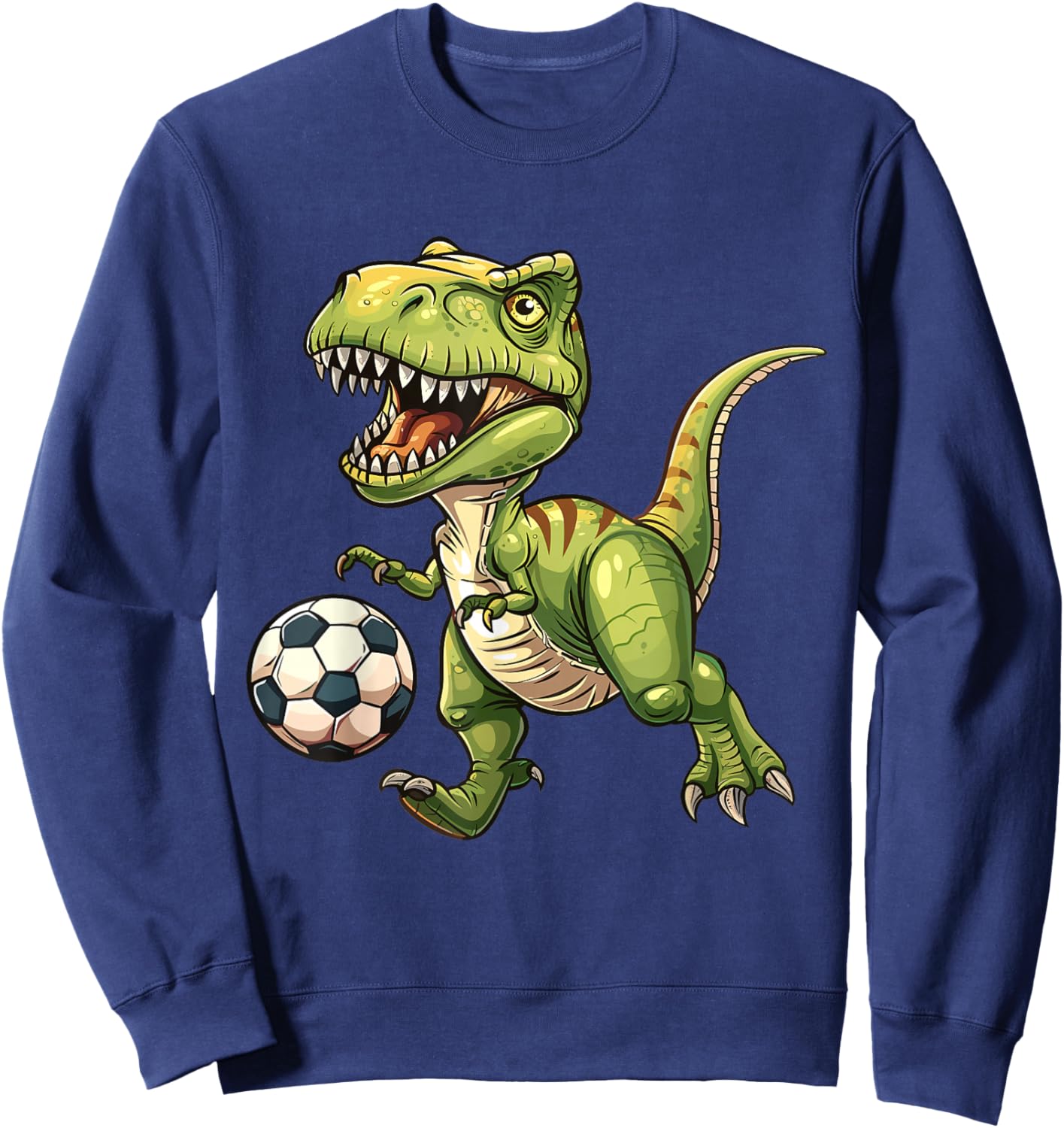 T-Rex playing soccer ball, soccer for kids Sweatshirt - Sweatshirt | Navy