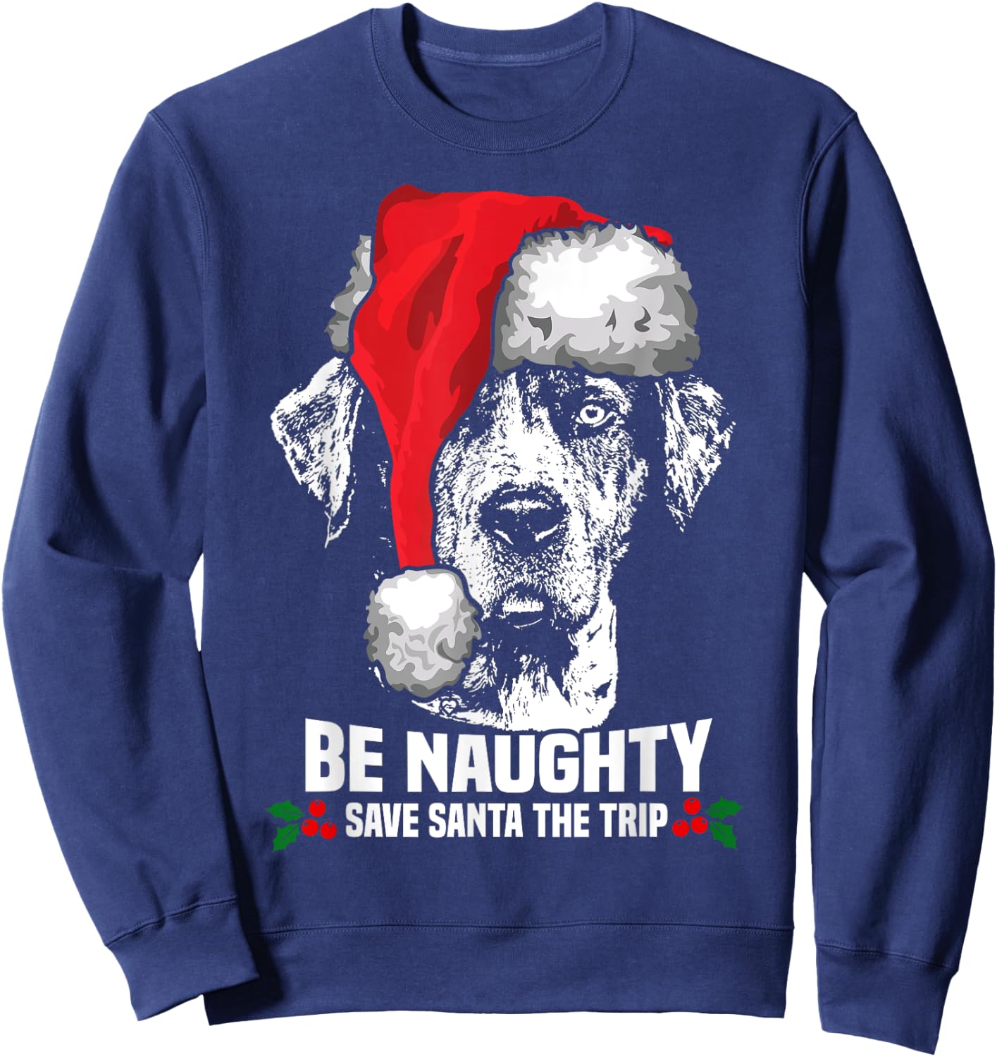 Be Naughty Save Santa Catahoula Cur Xmas Sweatshirt - Sweatshirt | Navy