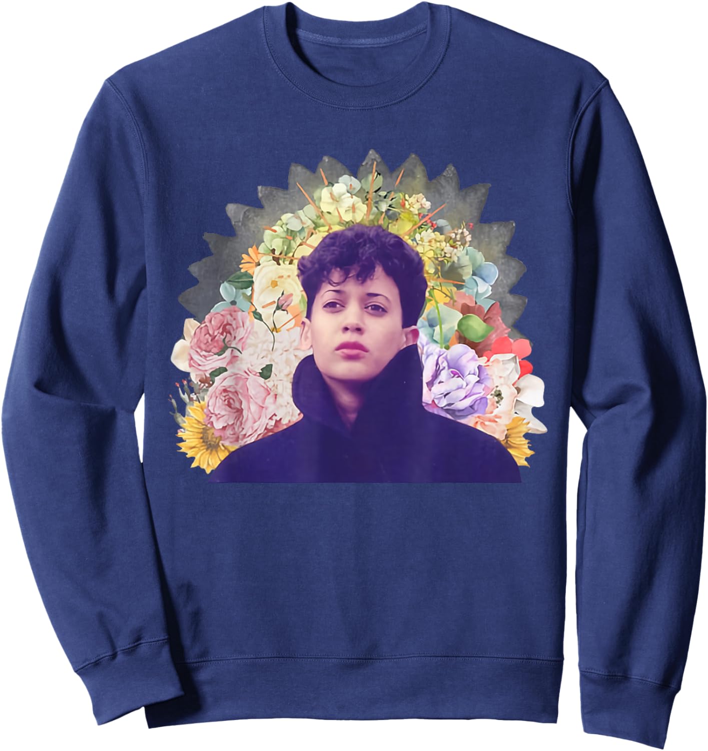 Retro Young Kamala Harris 80s Floral Photo 2024 Feminist Sweatshirt - Sweatshirt | Navy