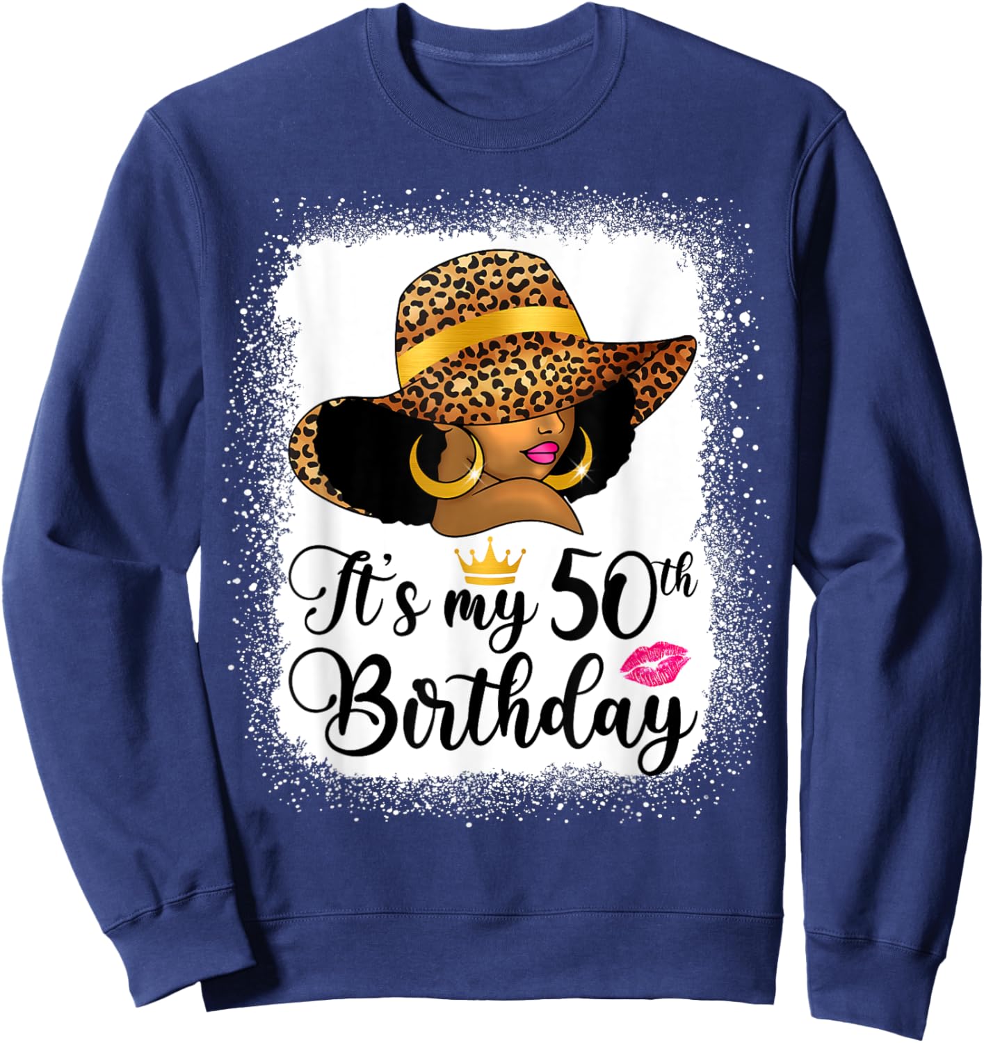 African American Woman It's My 50th Birthday Black Queen Sweatshirt - Sweatshirt | Navy