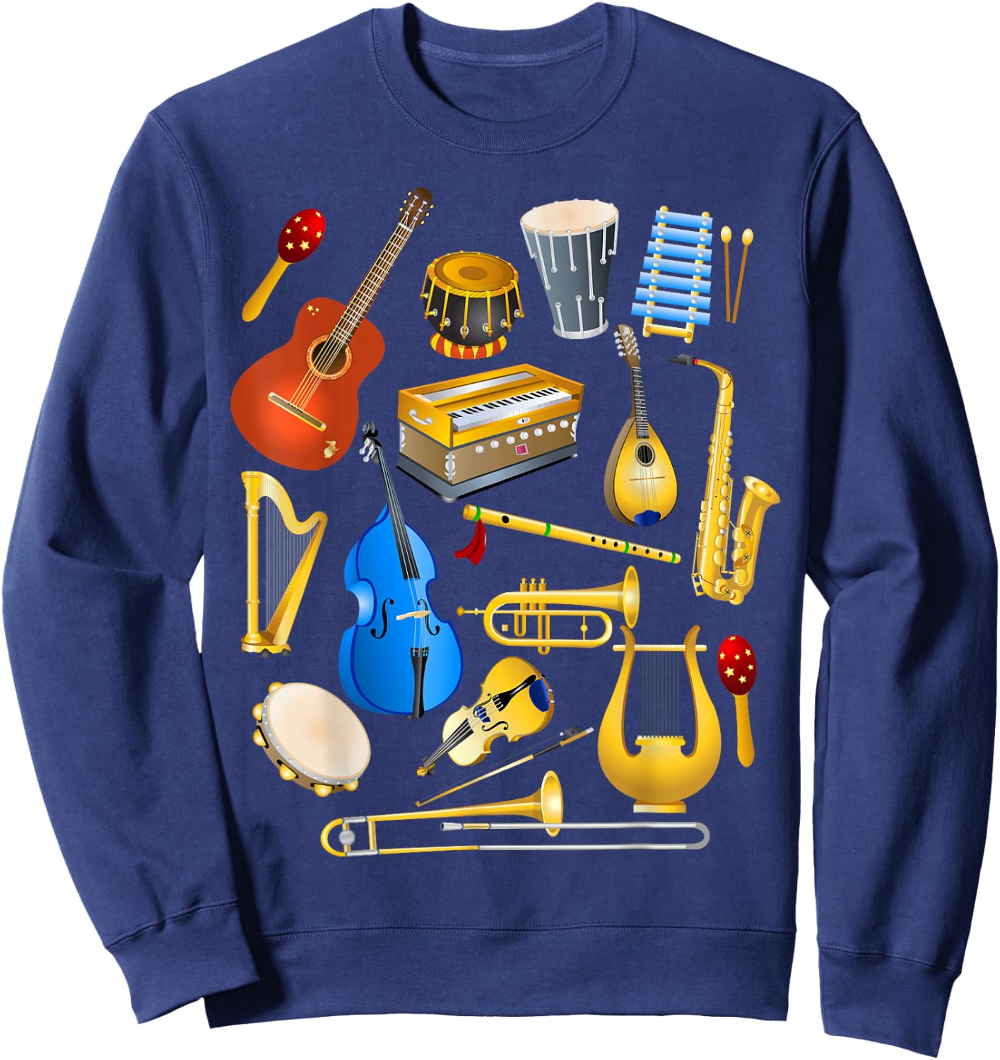 Cute Little Boys Musical Instruments Fans Funny Gift Sweatshirt - Sweatshirt | Navy