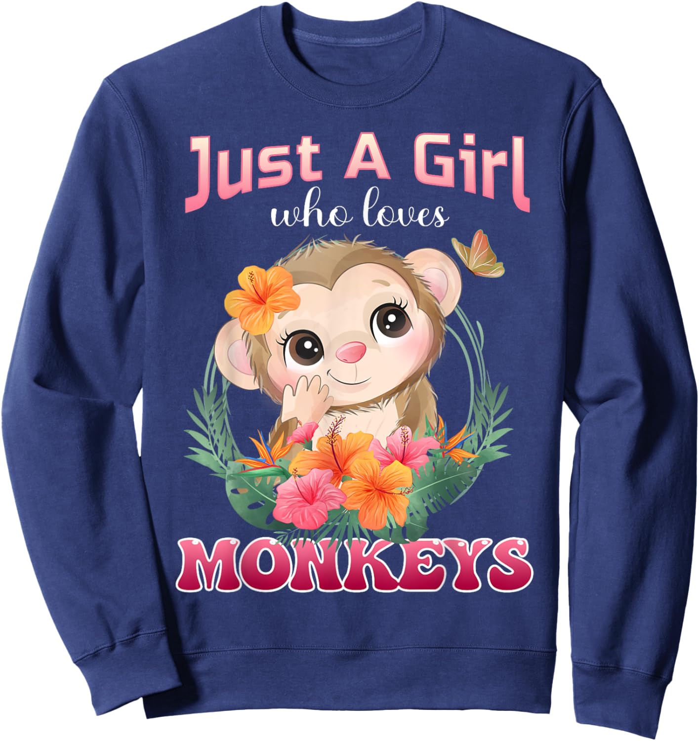 Just A Girl Who Loves Monkeys Monkey Kids Sweatshirt - Sweatshirt | Navy