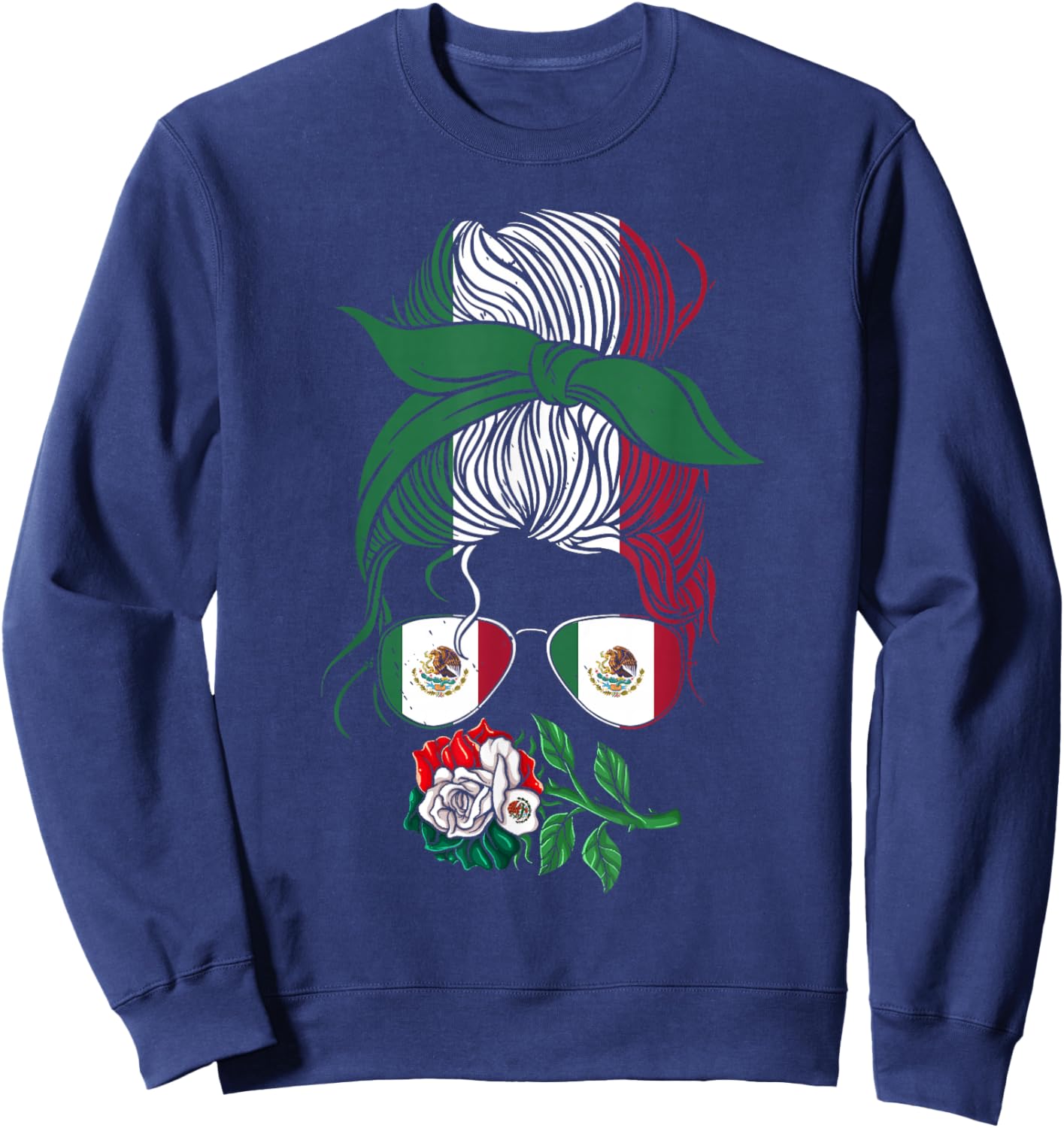 Mexico Gift Rose Tijuana Mexican Hispanic Pride Poncho Sweatshirt - Sweatshirt | Navy