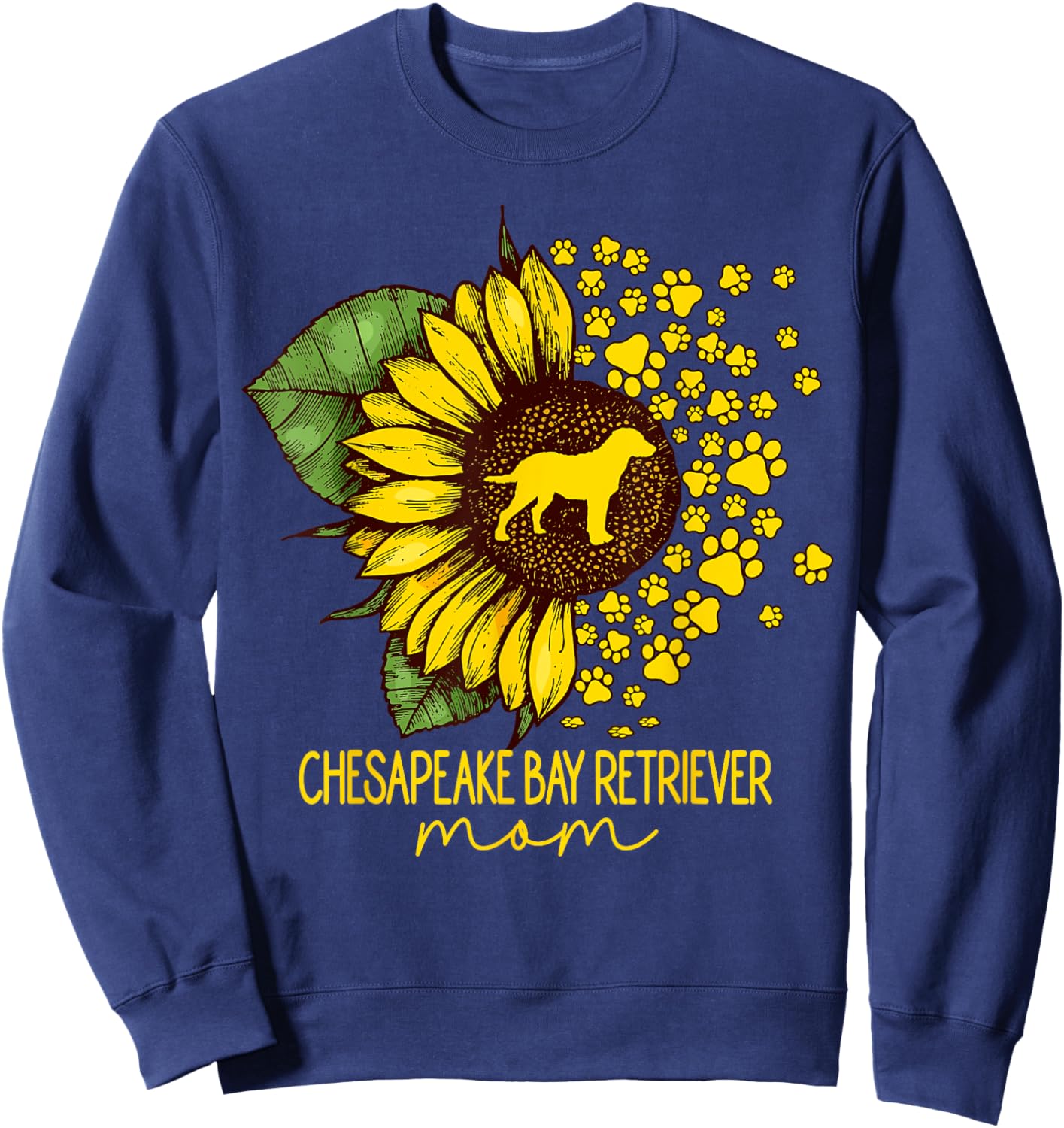 Sunflower Chesapeake Bay Retriever Mom Dog Lover Sweatshirt - Sweatshirt | Navy
