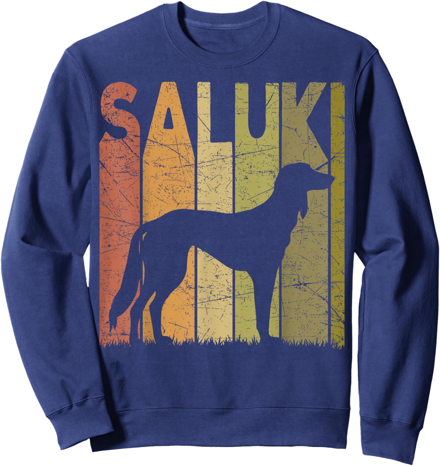 Saluki Vintage Saluki Dog Retro Dog Saluki Lover Men Women Girls Kids Sweatshirt - Sweatshirt | Navy