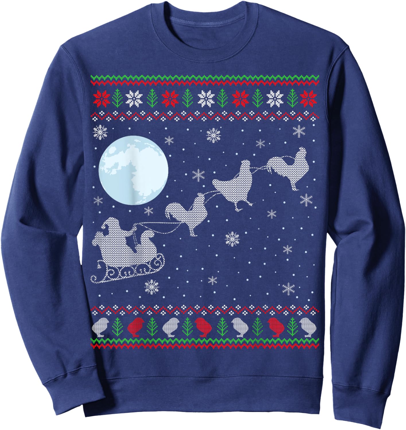 Ugly Chicken Xmas Gift Santa Riding Raindeer Chicken Sweatshirt - Sweatshirt | Navy