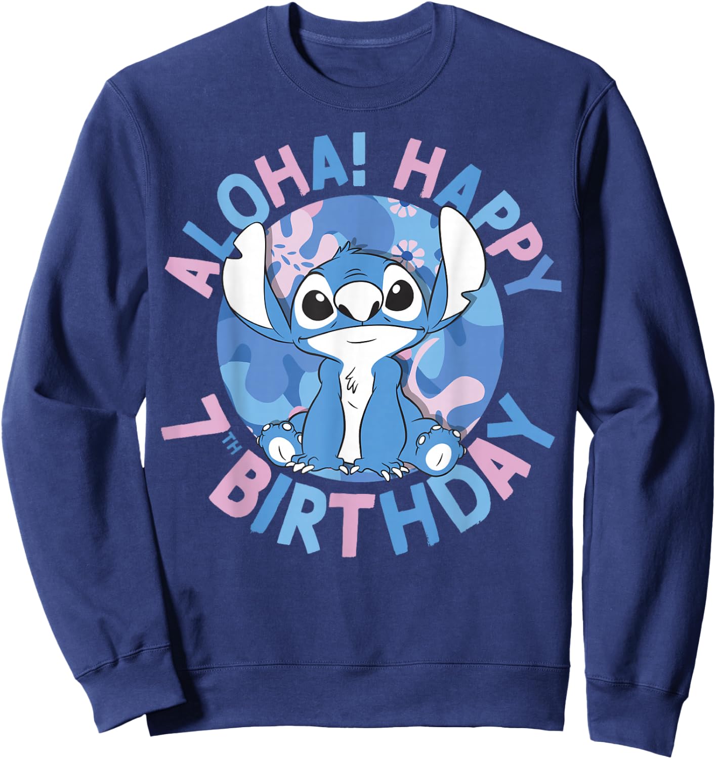 Disney Lilo & Stitch Aloha Happy 7th Birthday Sweatshirt - Sweatshirt | Navy