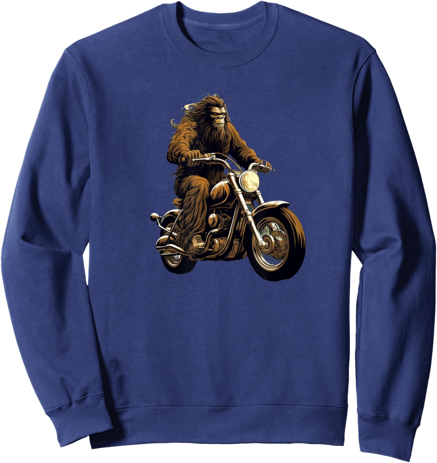 Pine State Apparel Bigfoot Motorcycle , Men's Classic Fit Short Sleeve Black Small Sweatshirt - Sweatshirt | Navy